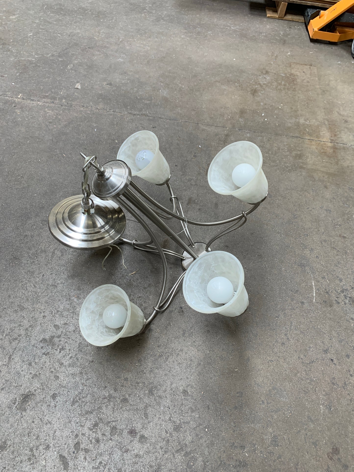 Brushed Nickel 5-Light Chandelier – Frosted Glass Tulip Shades 721.08
