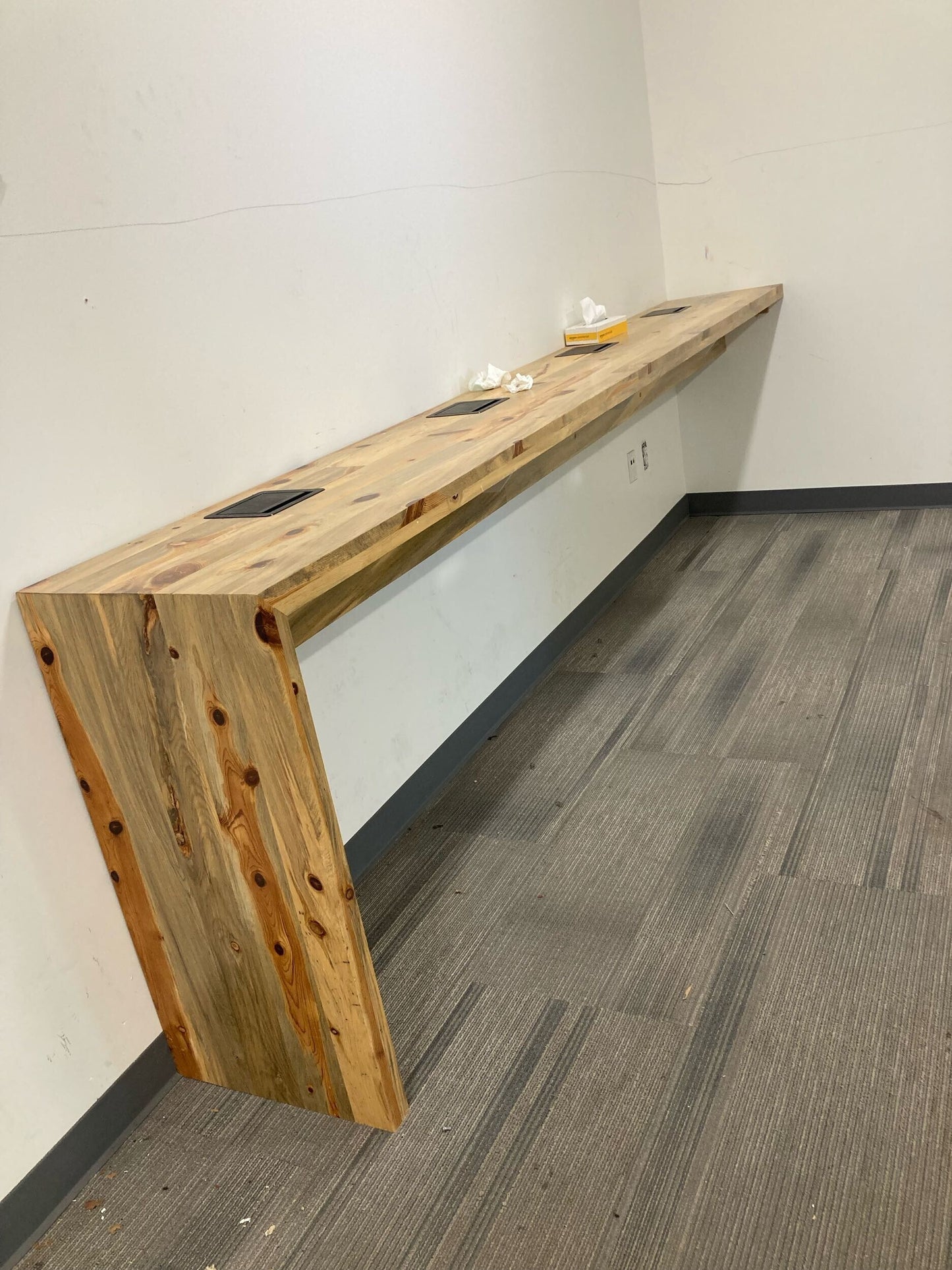 Beetle Kill Pine Counter – 11' x 18" x 36.5" with Power Access 803.02