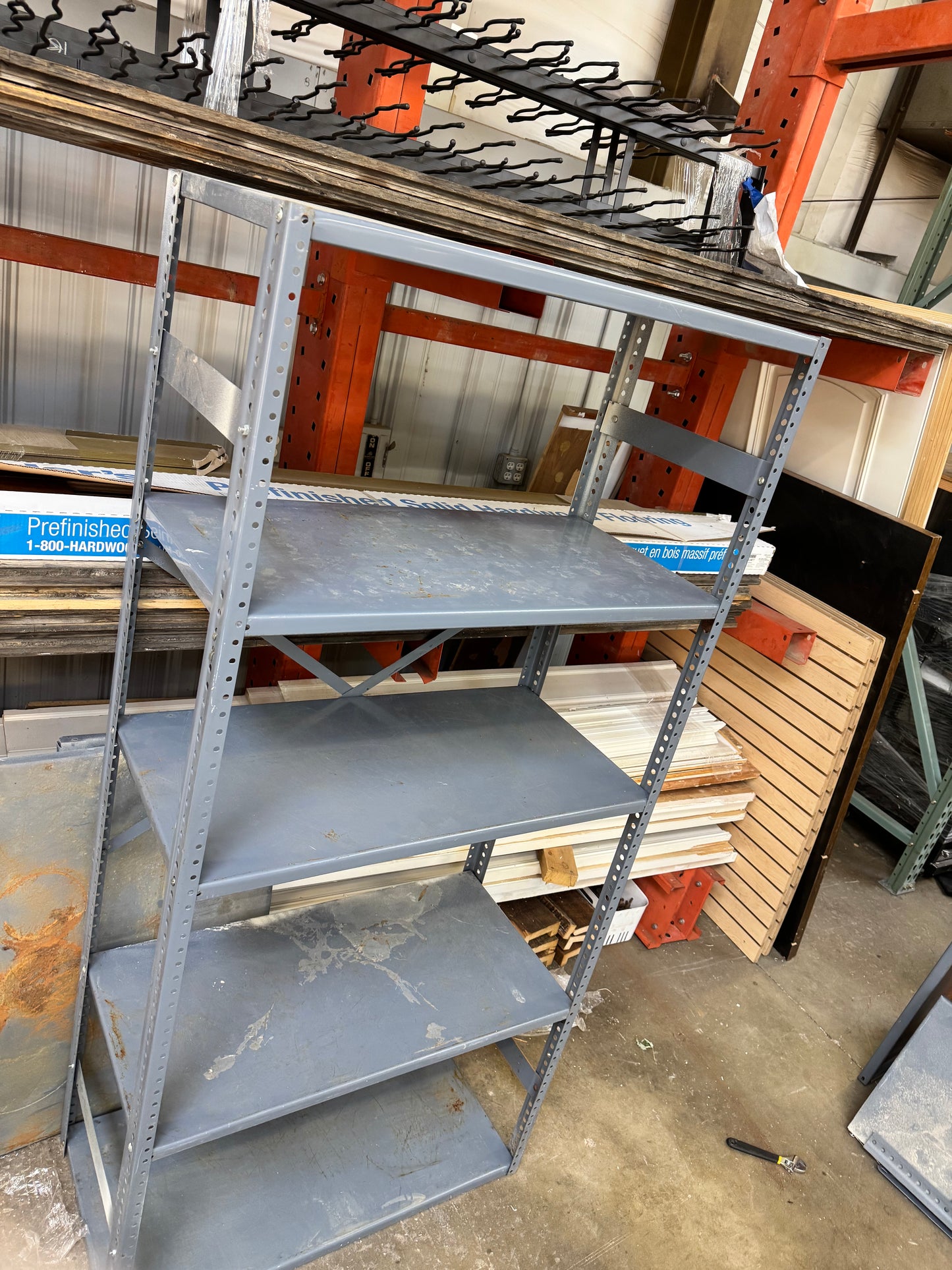 Reclaimed Gray Metal Shelving Unit