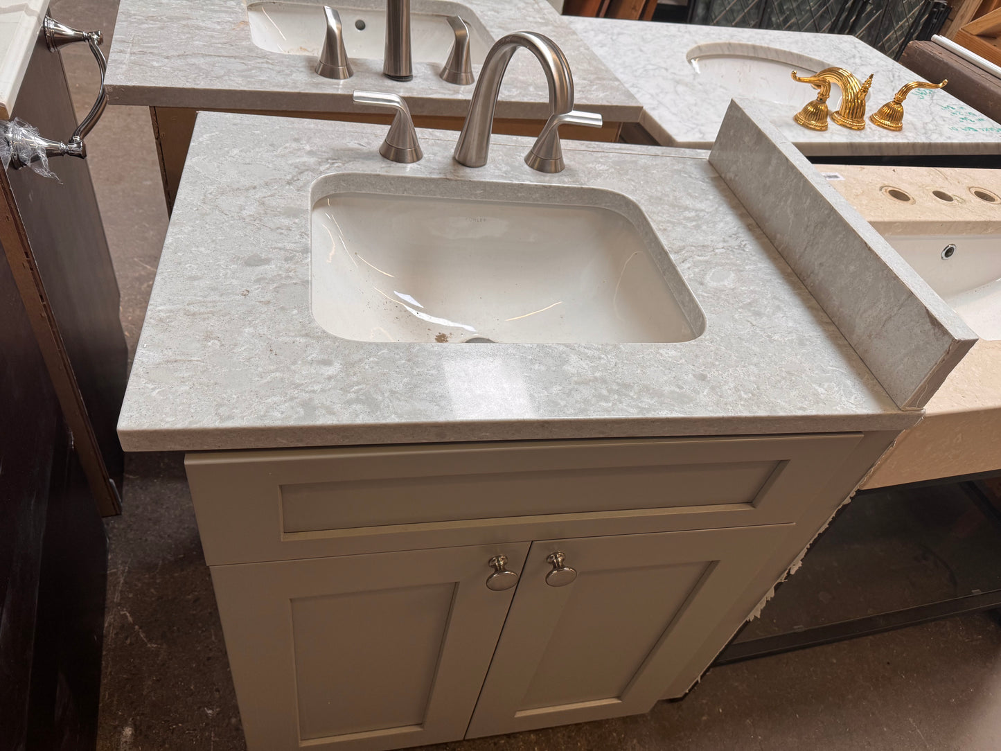 Reclaimed Single Bathroom Vanity, Gray Painted Finish