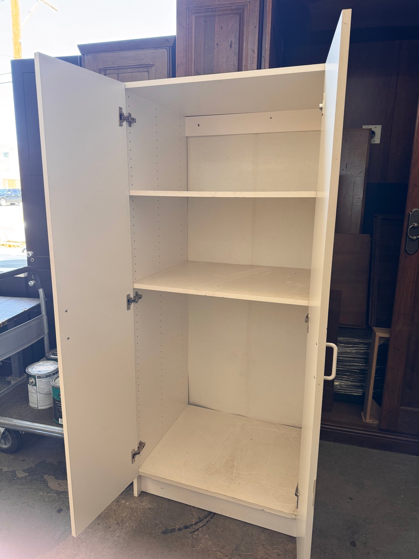 Tall Storage Cabinet, Off-White Painted Finish