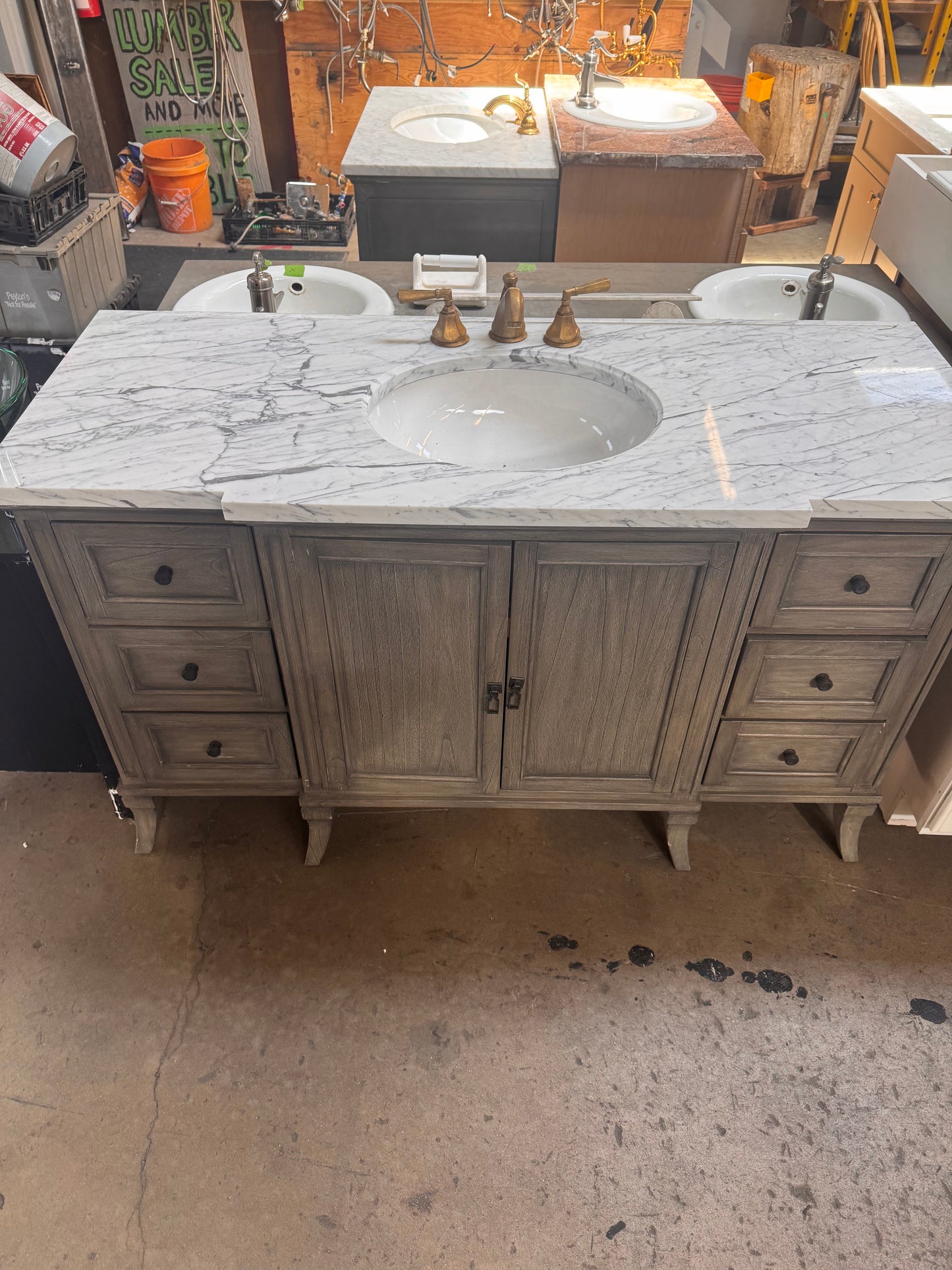 Double Vanity, Gray Stained Finish