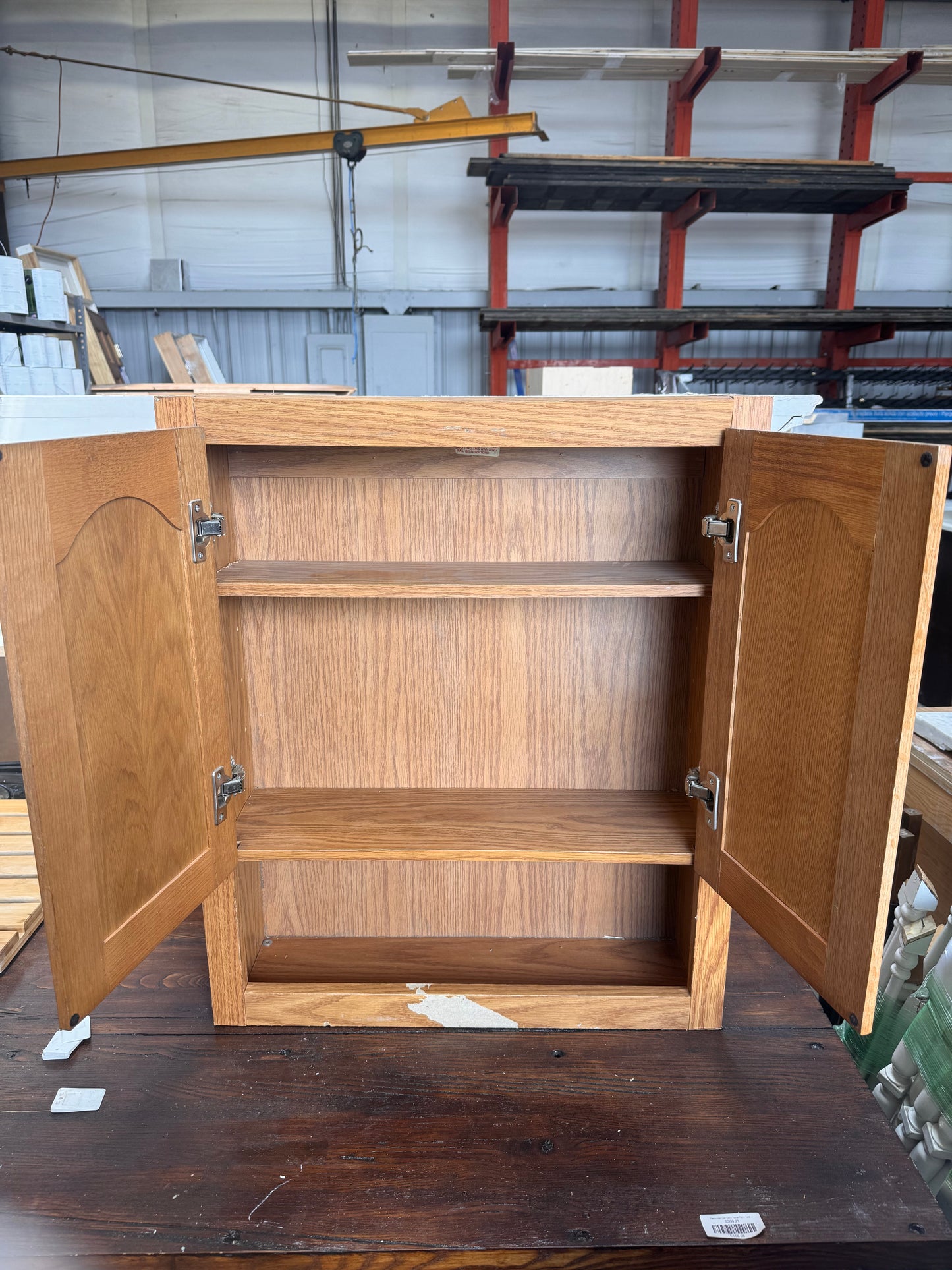 Bathroom Wall Cabinet, Medium Oak Finish