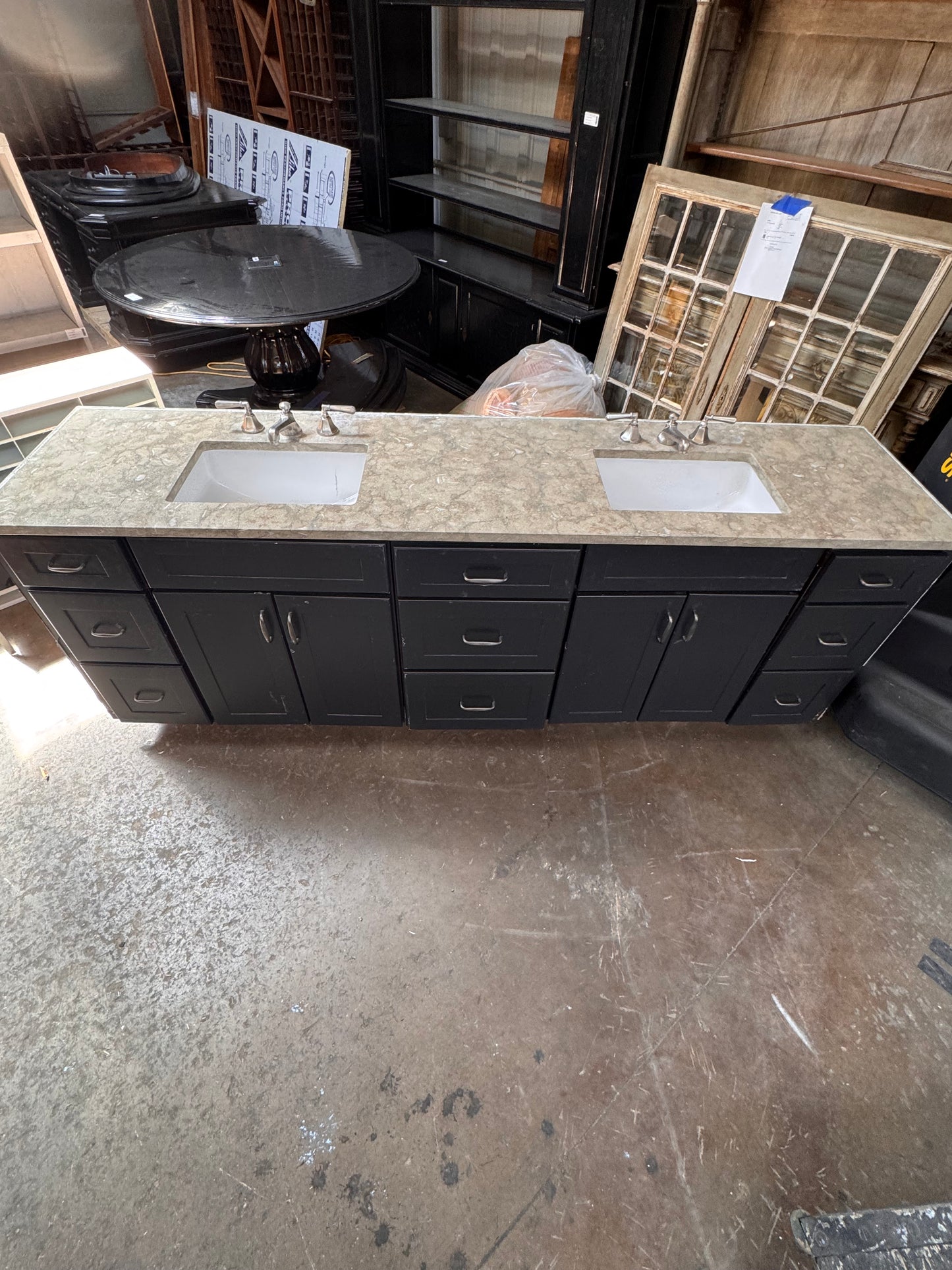 92.5in Double Sink Vanity, Black Finish