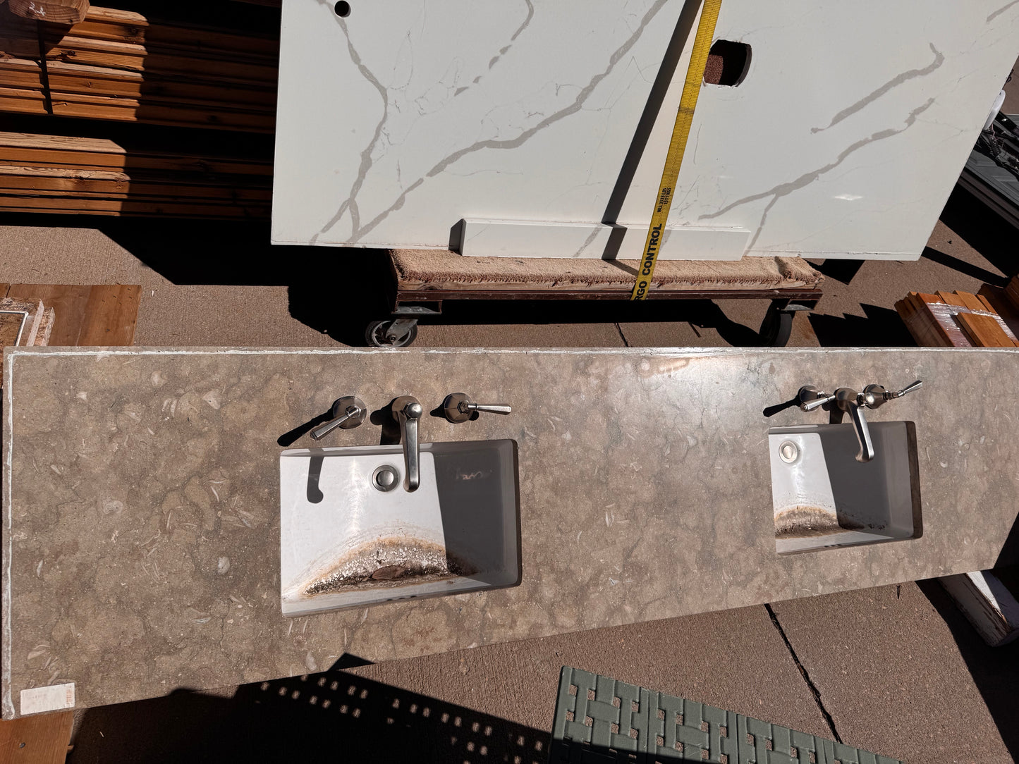 92.5in Double Sink Granite Vanity Top