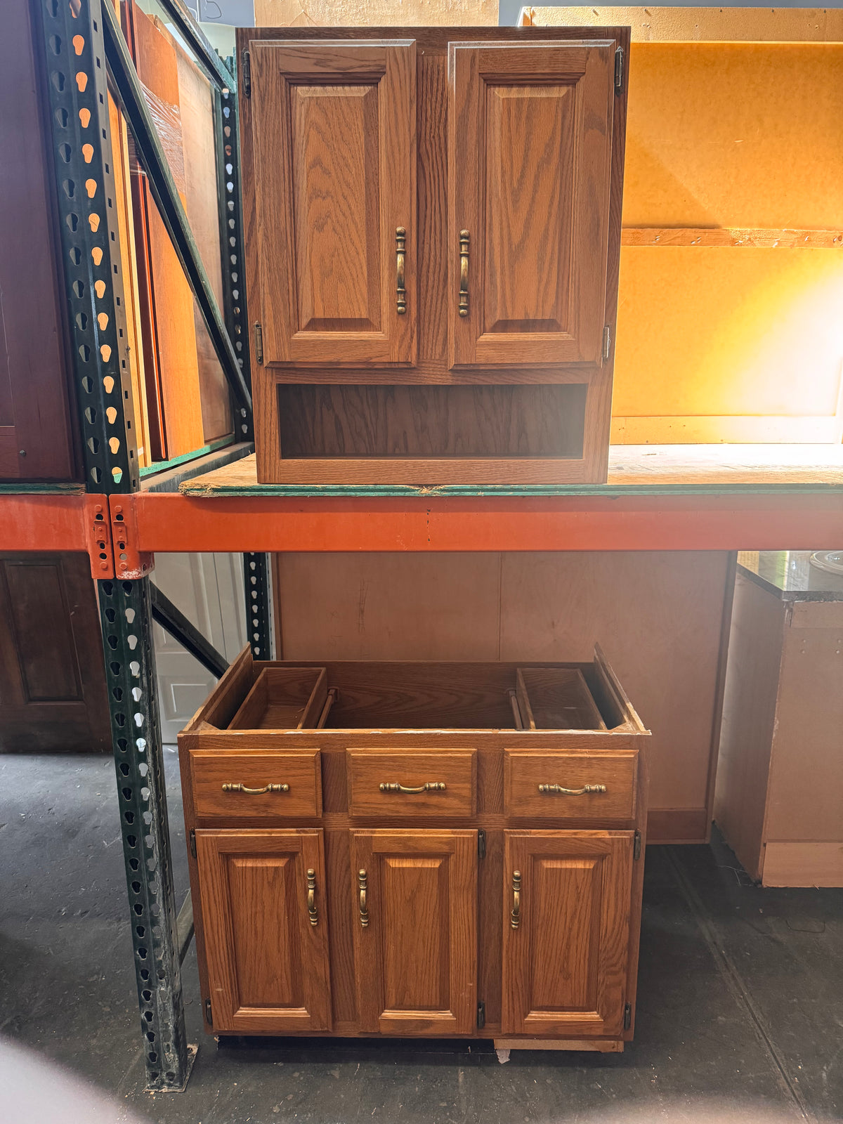 36in Oak Reclaimed Bathroom Vanity Set with Medicine Cabinet