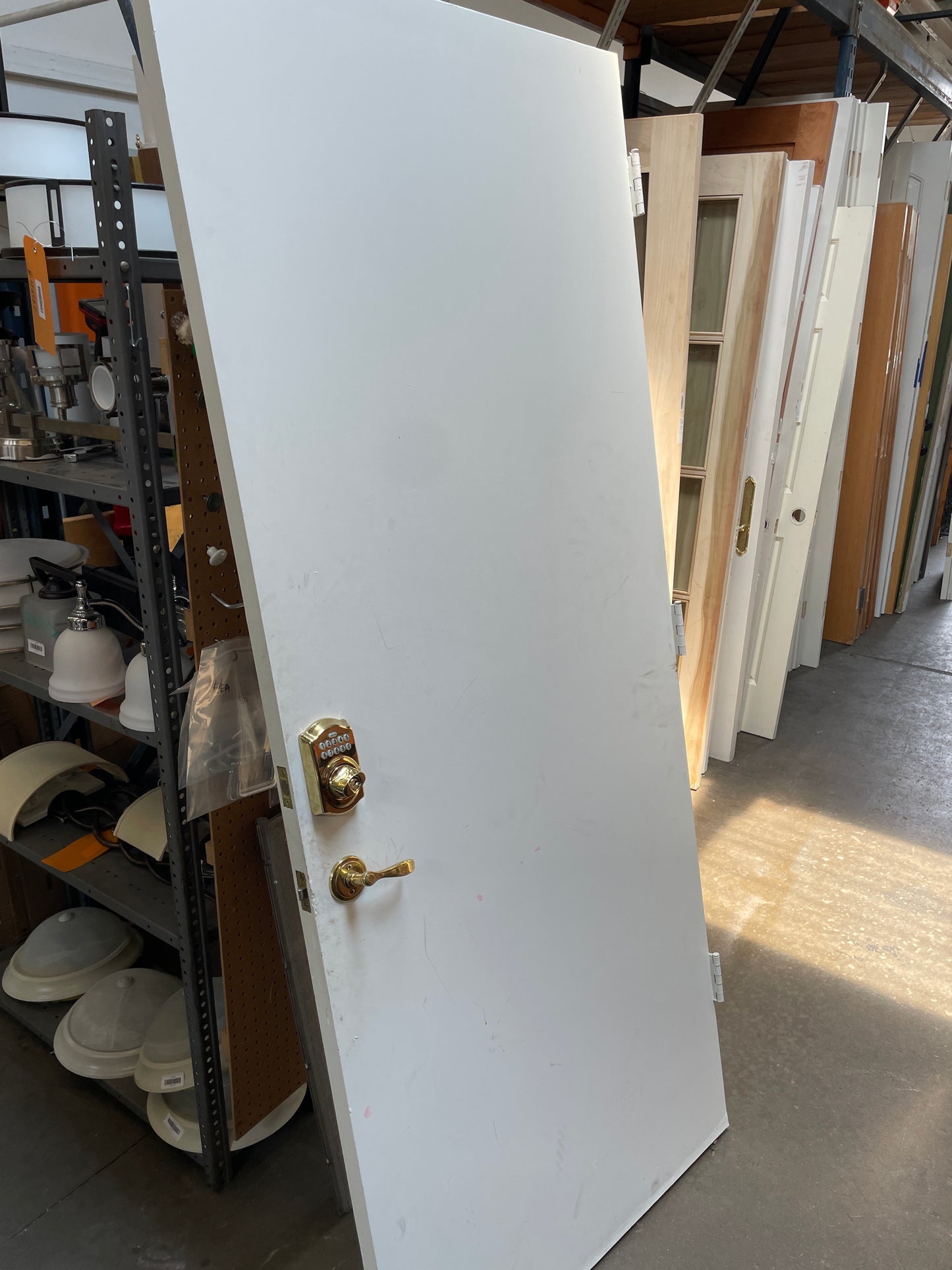 36x84 RHS Exterior Reclaimed Solid Flush Slab Door, White