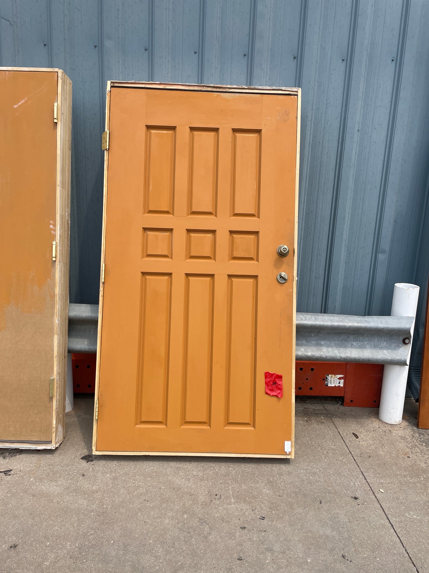 42x79 LHS Exterior Reclaimed Solid 9 Panel Prehung Door, Brown