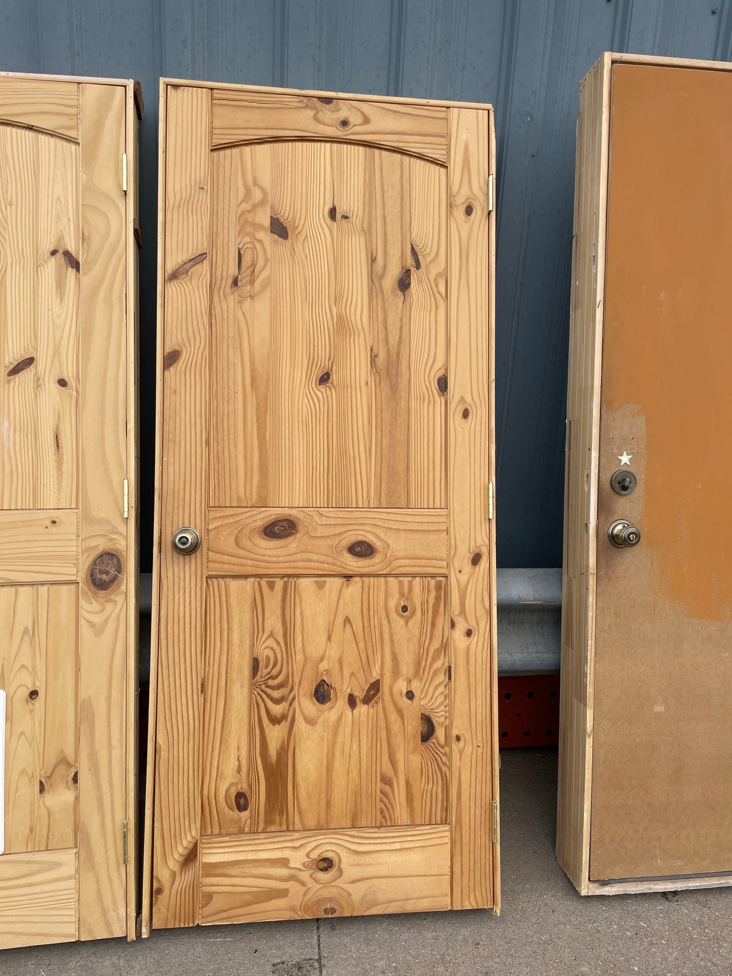 32x79 LHS Interior Reclaimed 2 Panel Prehung Door, Wood Finish
