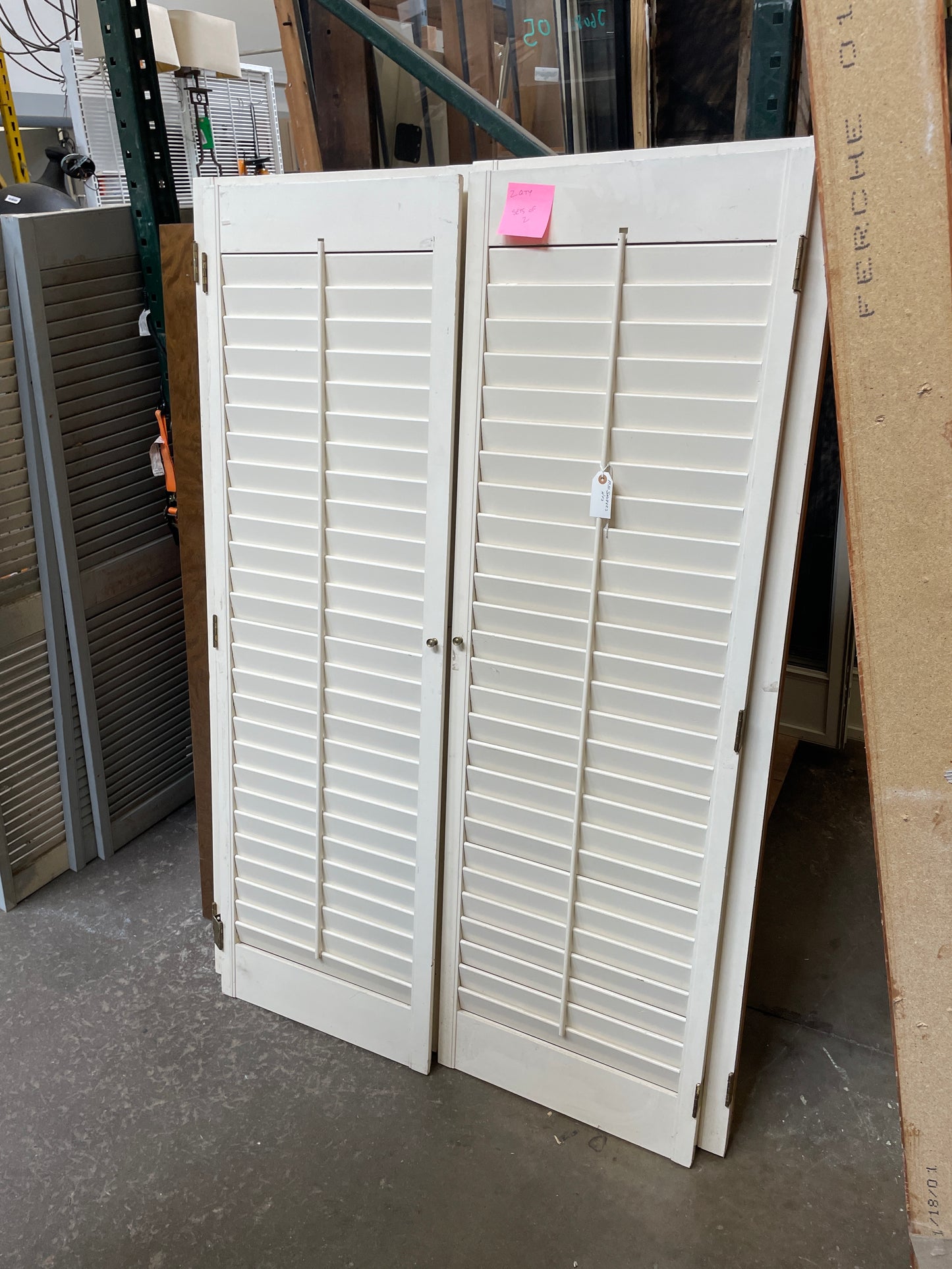 40x64 Reclaimed Louvered Window Shutters, White