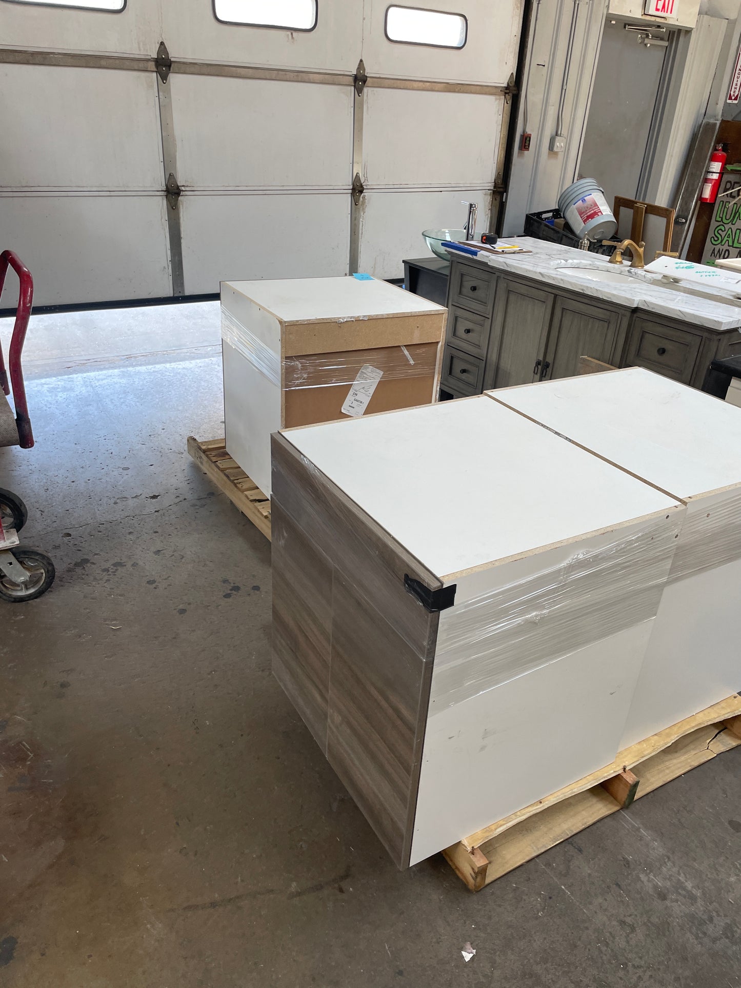Set of 3 27in Base Cabinet, Gray and White Two-Tone Finish