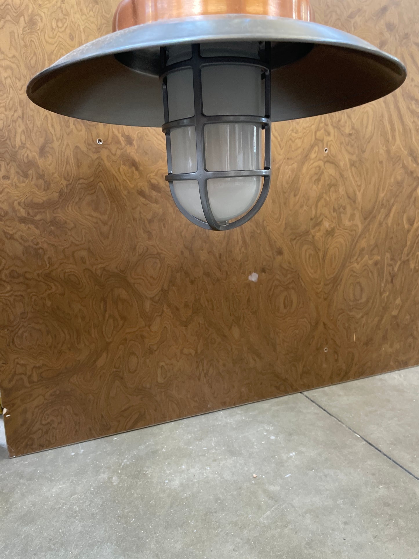 Reclaimed Semi-Flush Mount Industrial Cage, Brushed Nickel