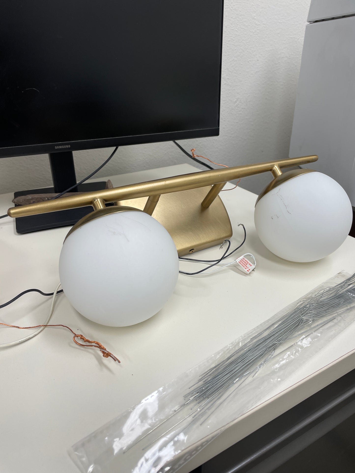 Reclaimed 2-Arm Vanity Sconce, Brushed Brass