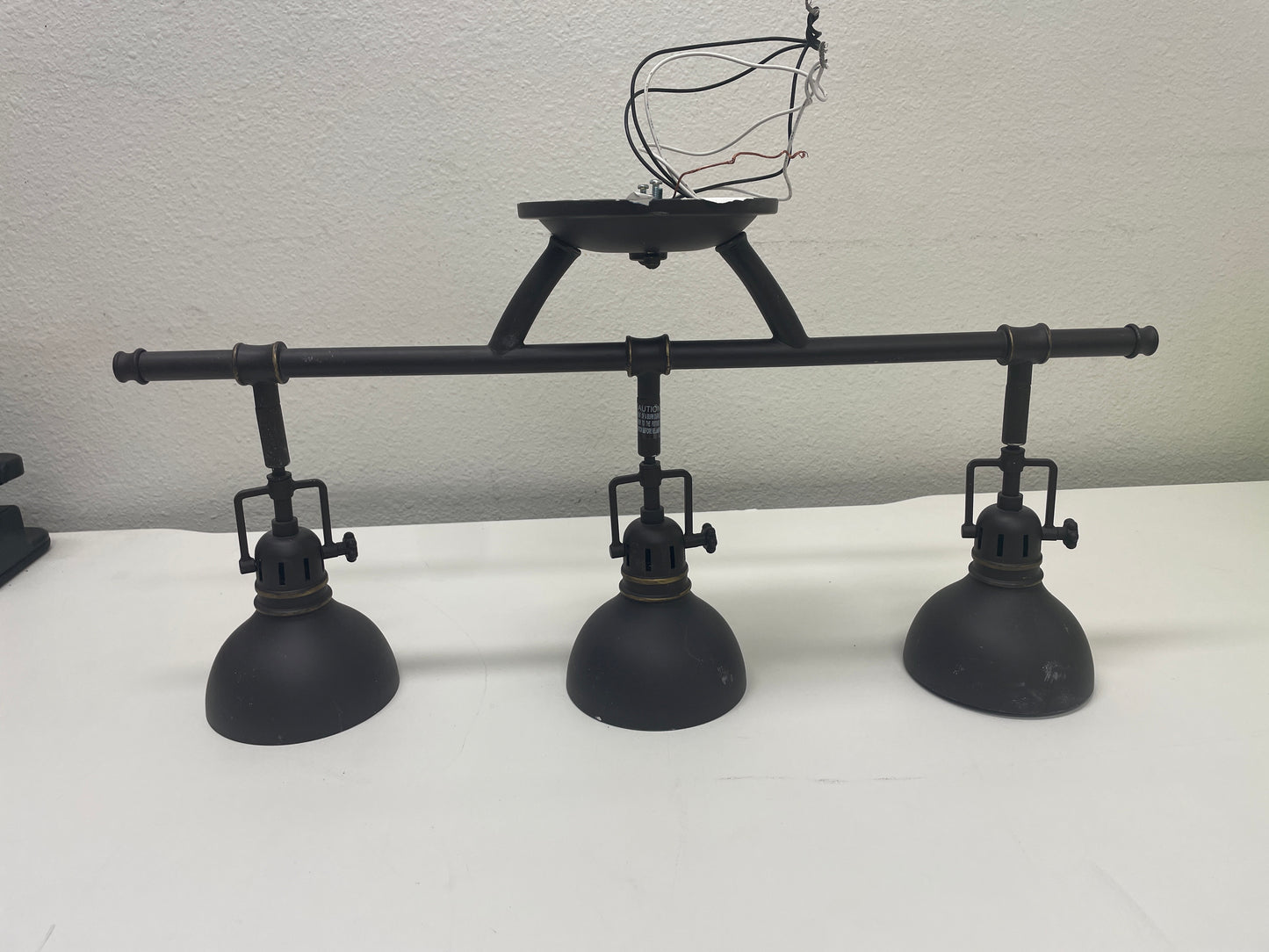 Reclaimed 3-Arm Industrial Pendant, Matte Black
