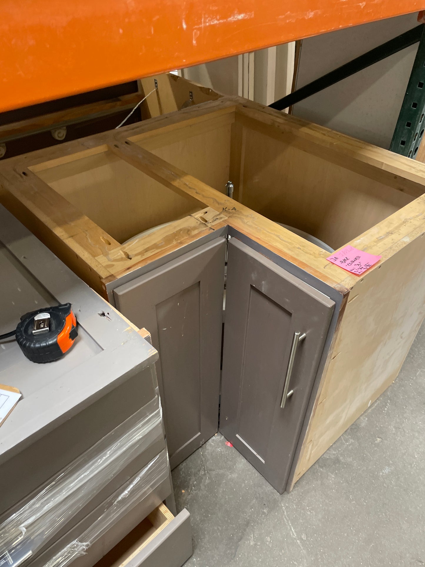36in Corner Base Cabinet, Gray Finish