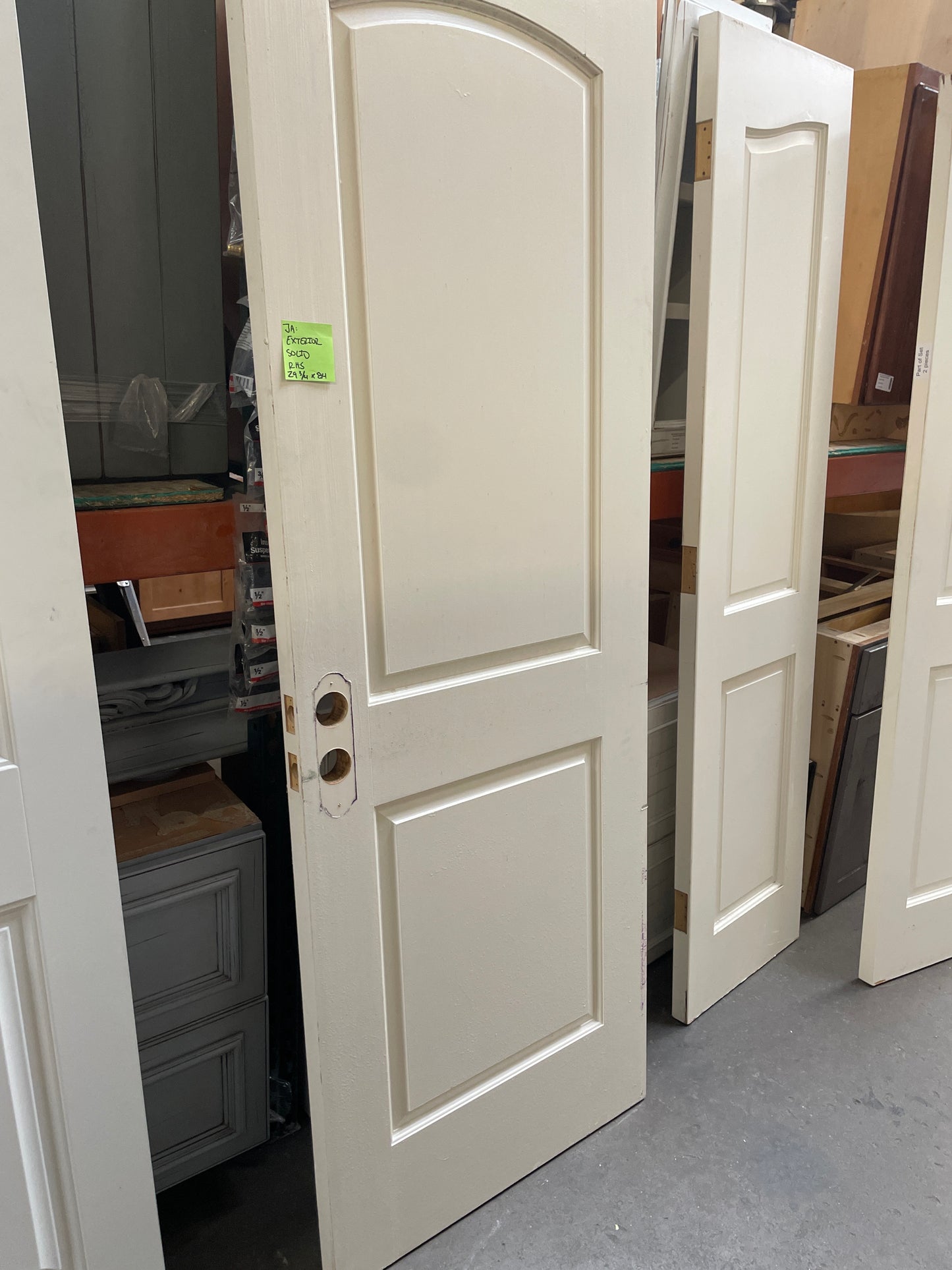 30x84 RHS Exterior Solid 2 Panel Slab Door, White
