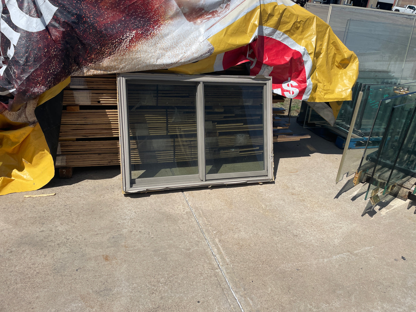 52x37 Reclaimed Sliding Vinyl Window, Tan