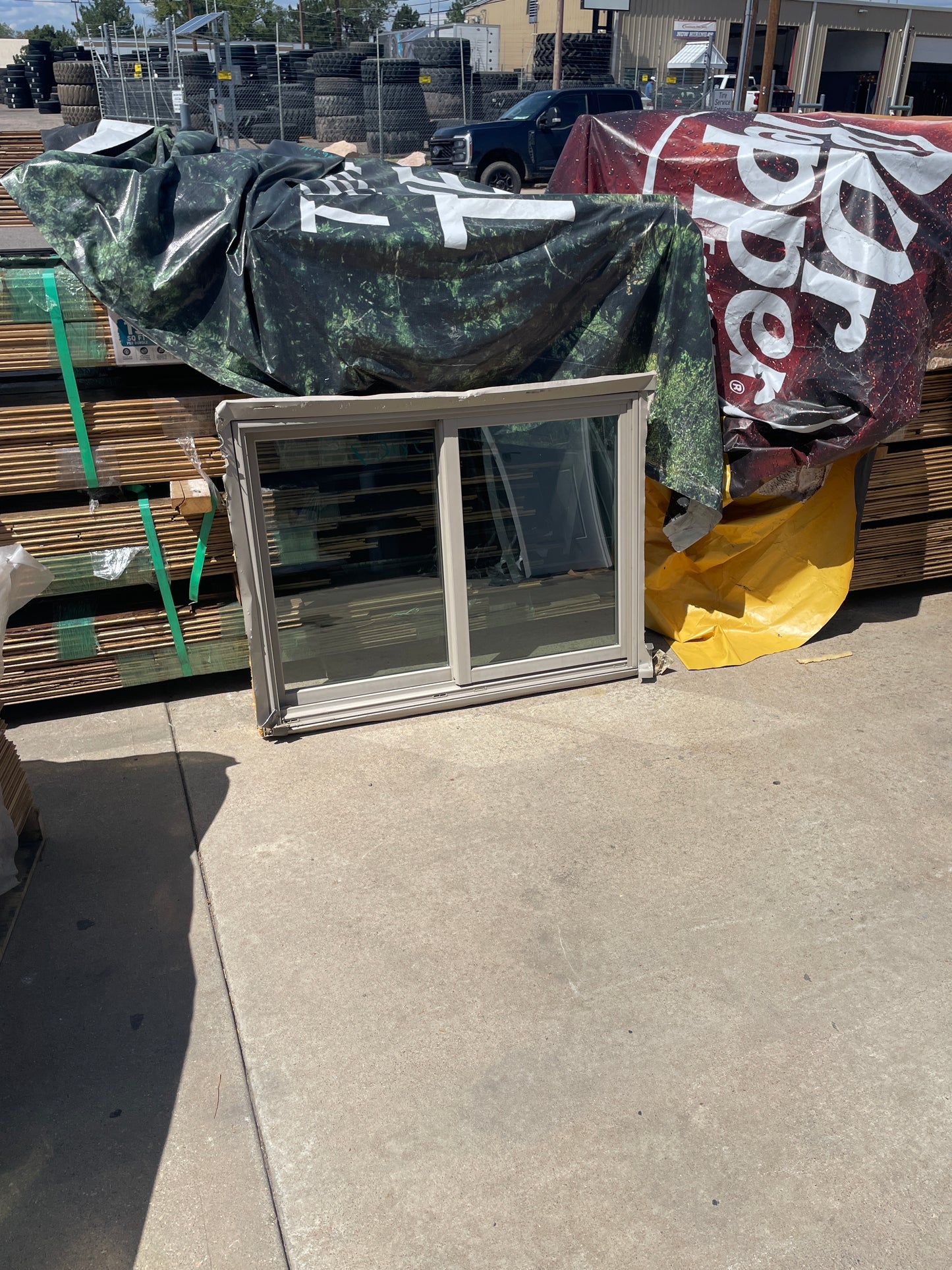 47x35 Reclaimed Sliding Vinyl Window, Tan