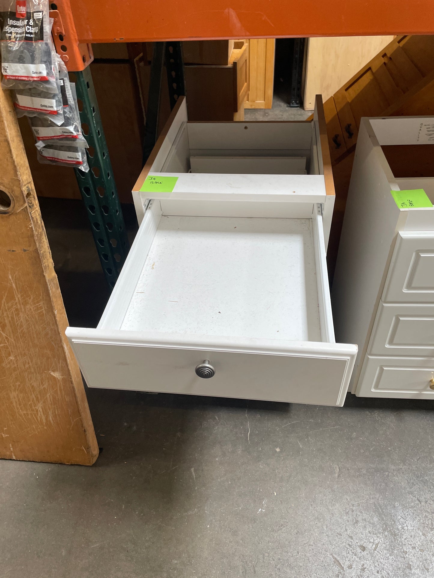 18in Drawer Base Cabinet, White Painted Finish