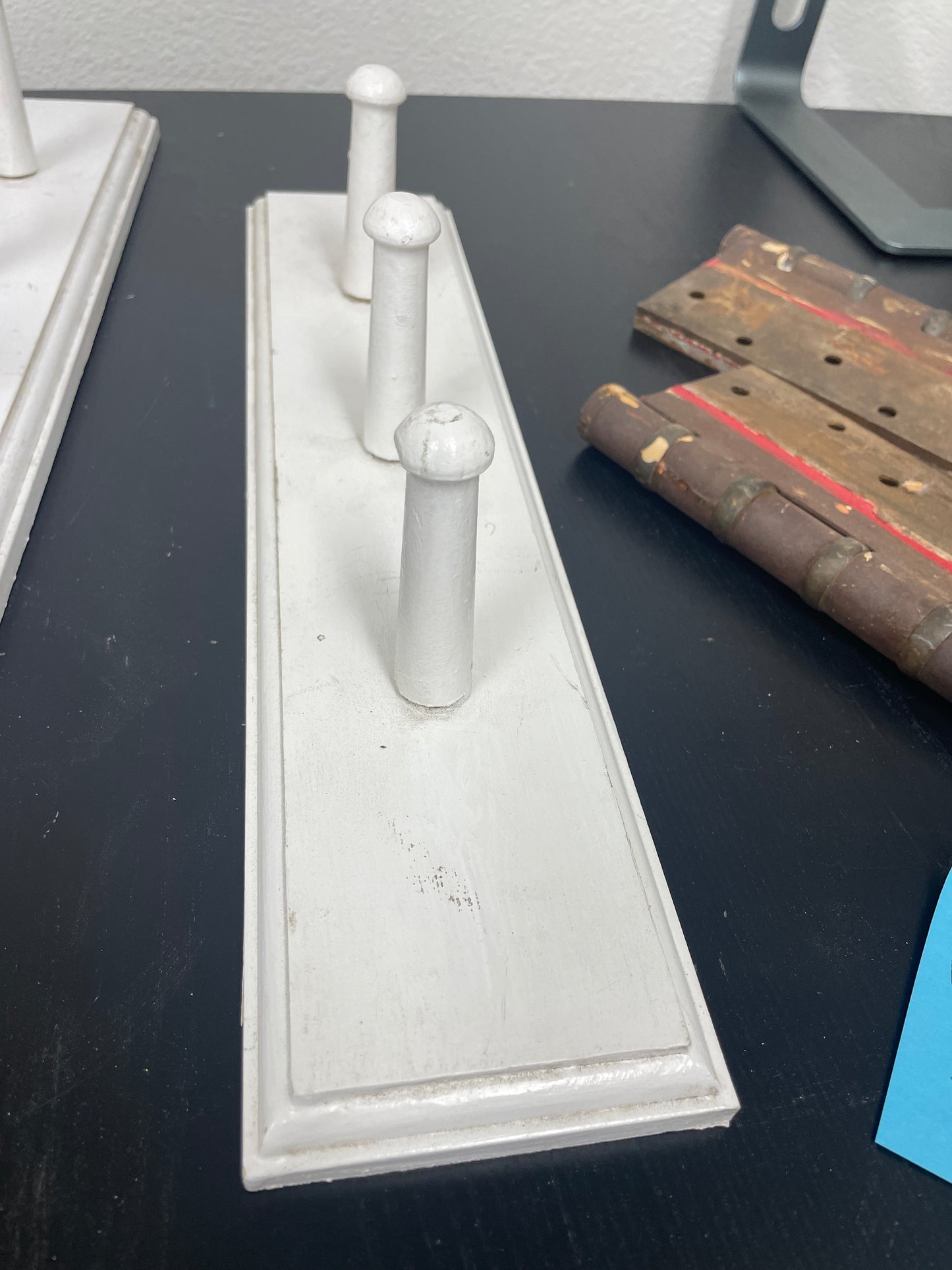 Reclaimed Wood Coat Hook Rail, White Finish