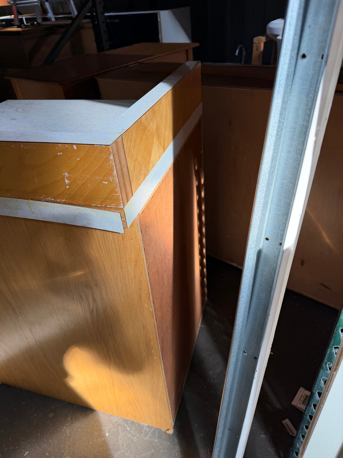 Reclaimed Oak Corner Base Cabinet with Countertop