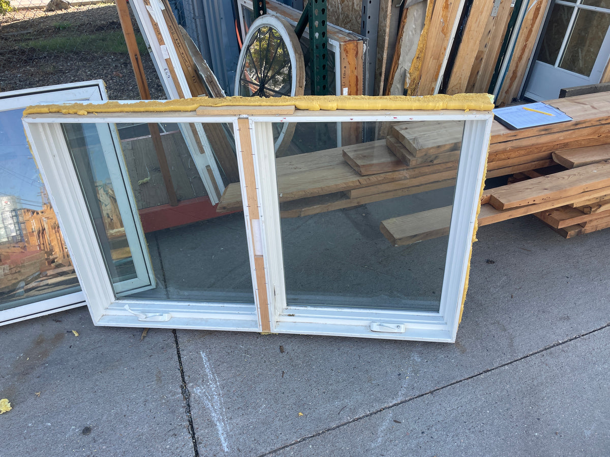 59x36 Reclaimed Casement Wood Window, White