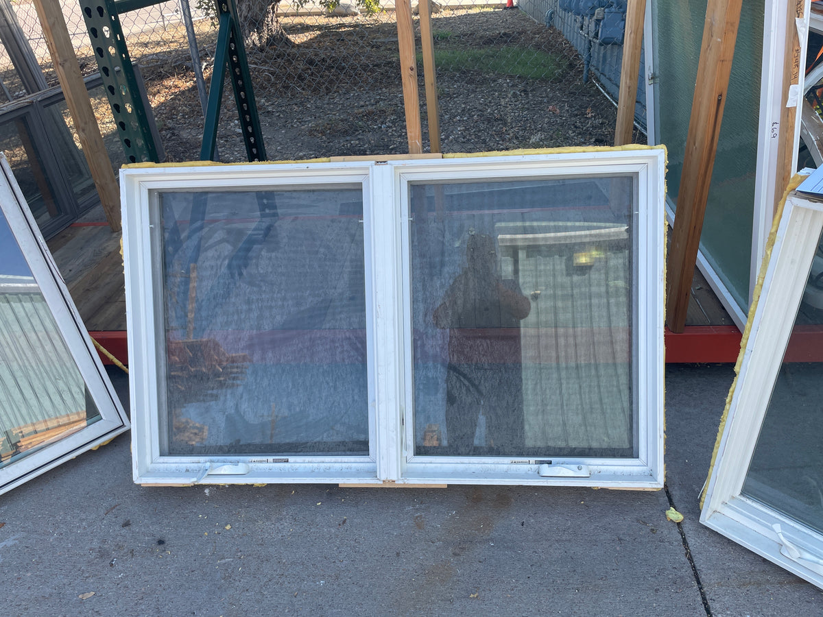59x36 Reclaimed Casement Wood Window, White