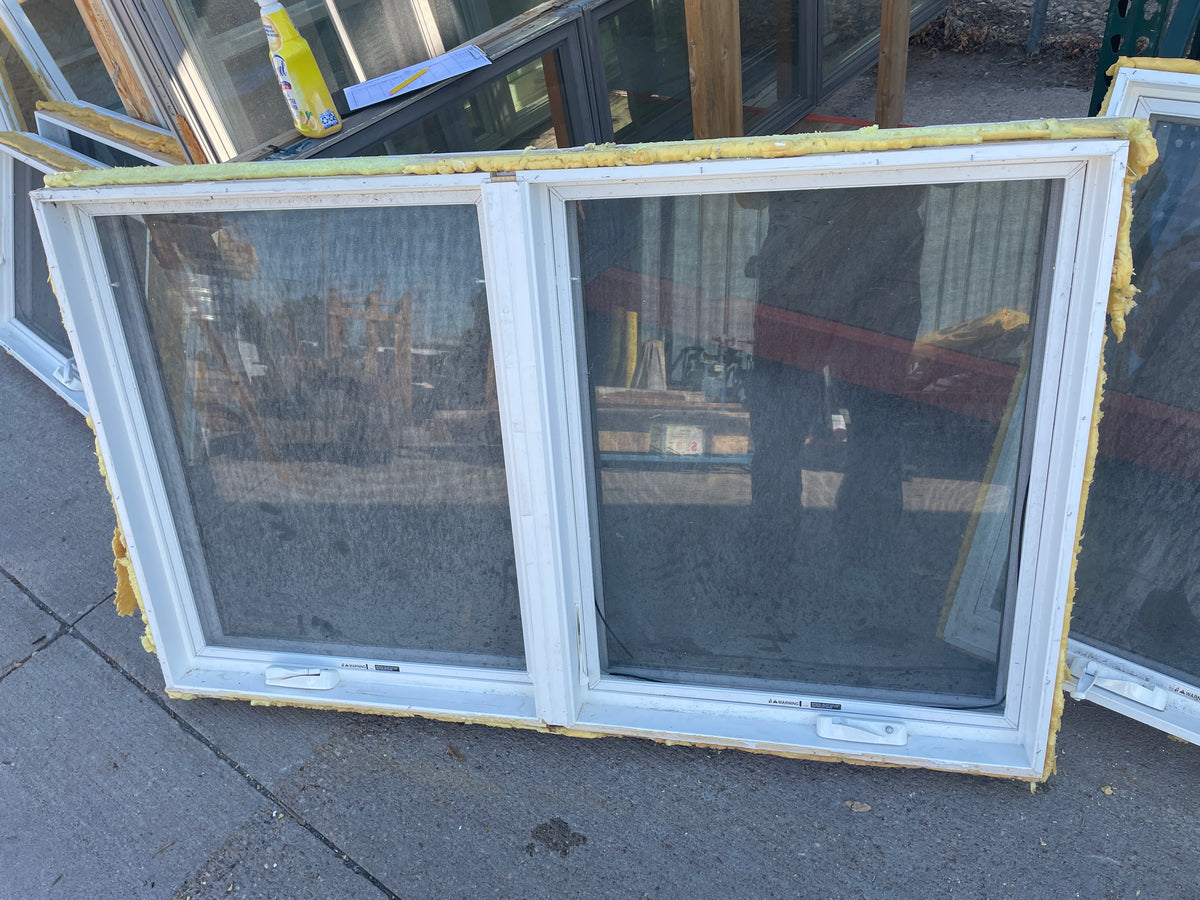 59x36 Reclaimed Casement Wood Window, White