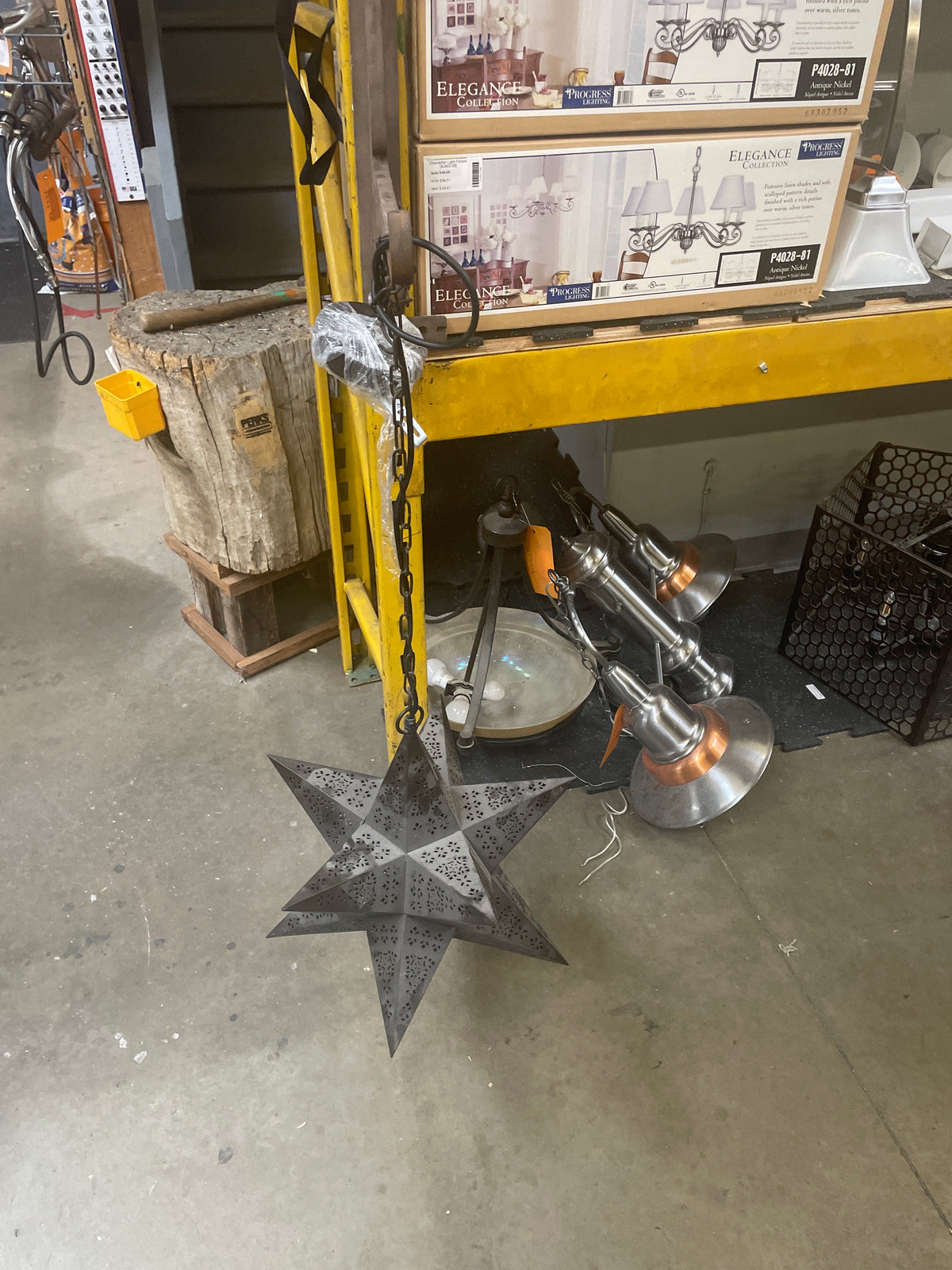 Reclaimed Moravian Star Pendant Light, Perforated Metal