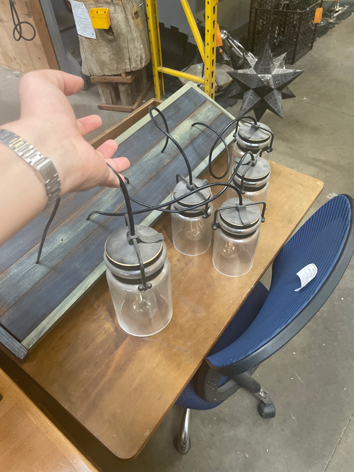 Reclaimed Multi-Pendant Cluster Light, Frosted Glass Bells
