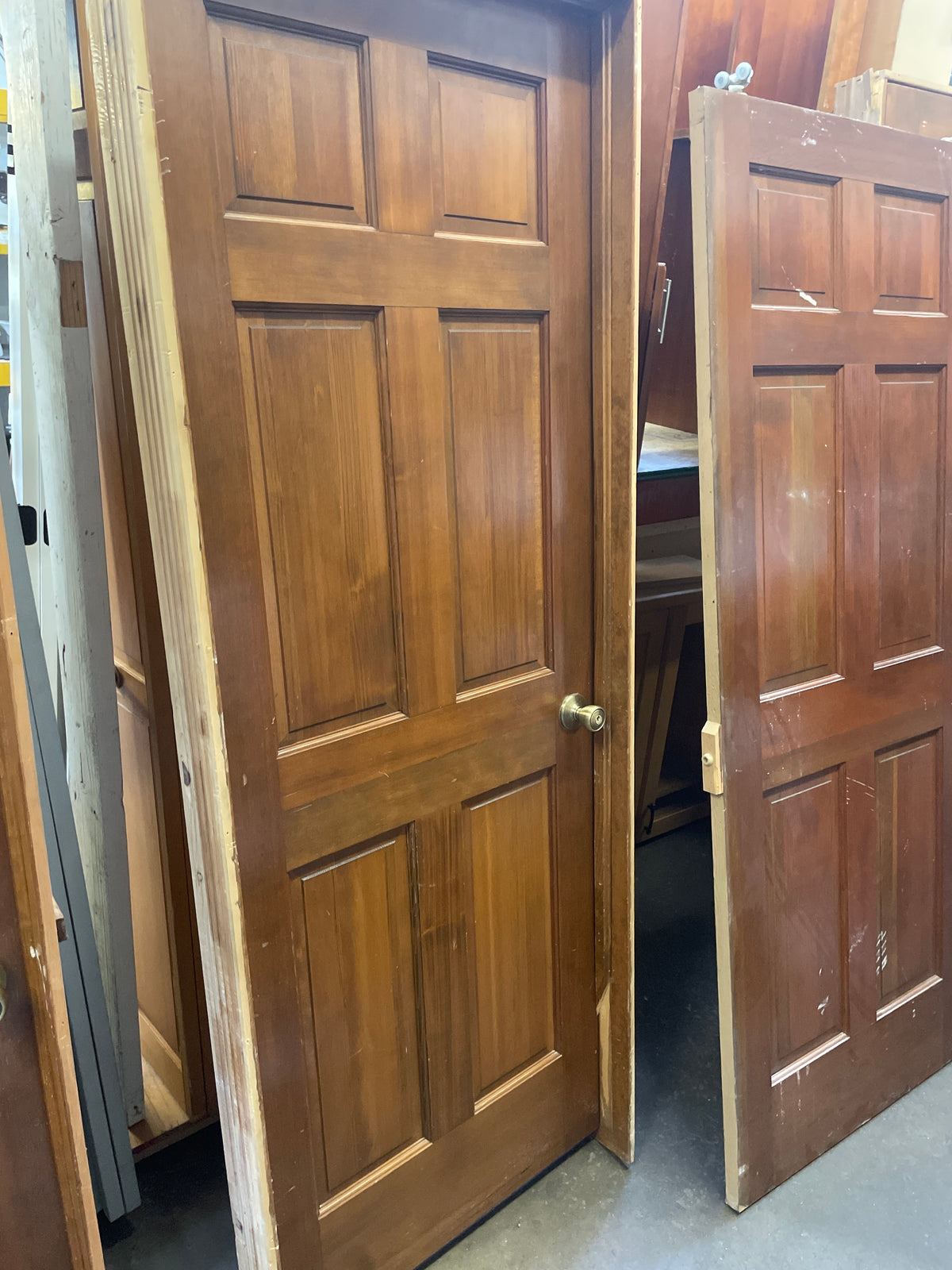 30x80 LHS Interior Hollow 6 Panel Prehung, Wood Finish