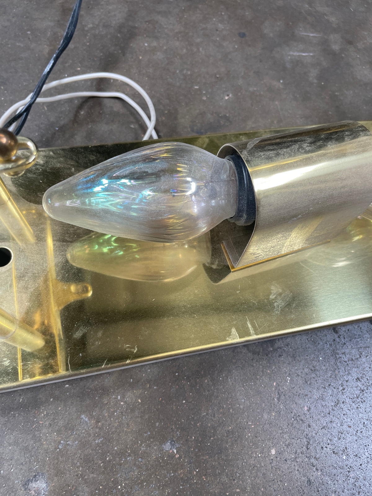 Vintage Five-Light Bathroom Vanity Fixture, Brass