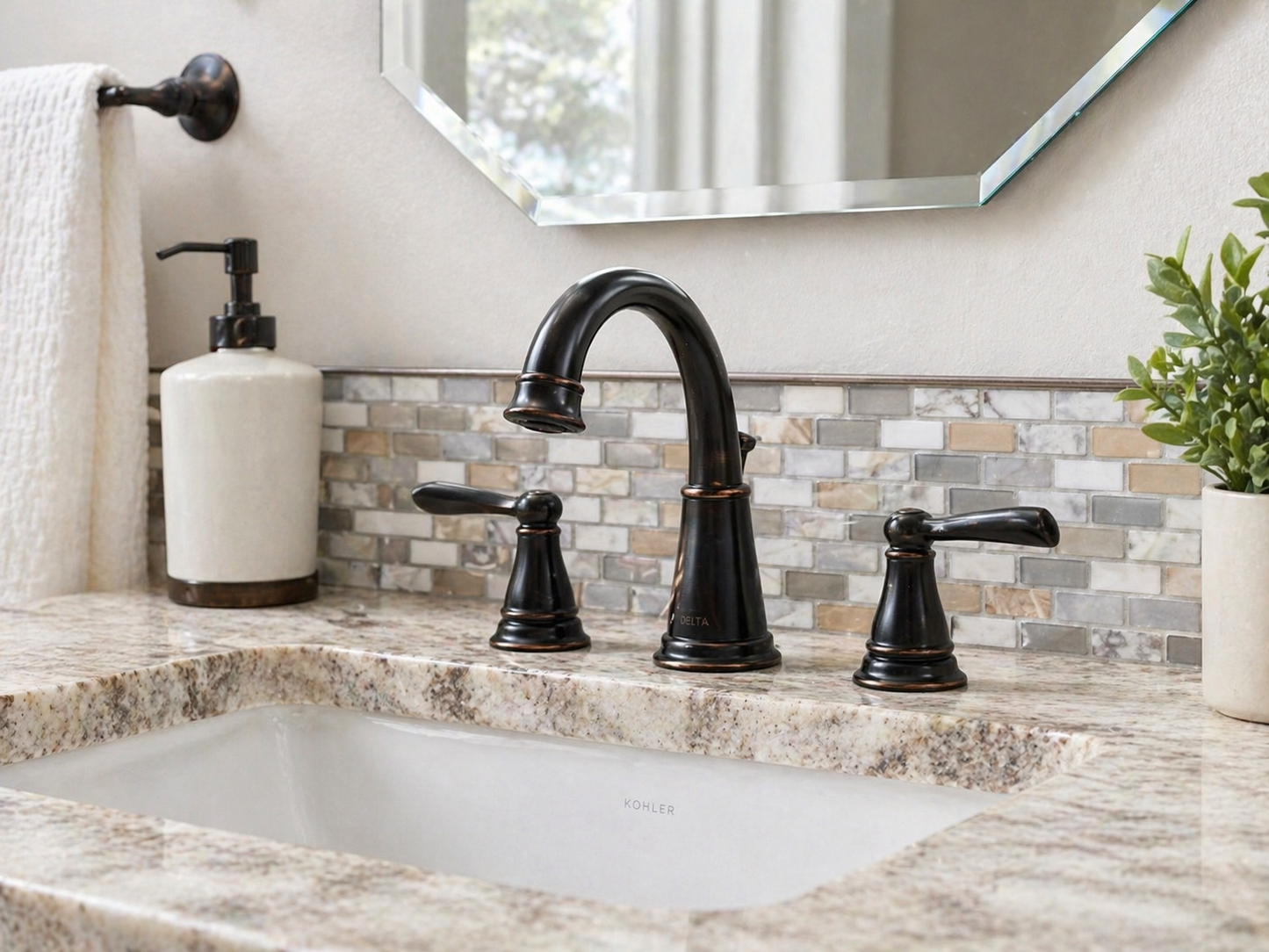 Oil Rubbed Bronze Delta Bathroom Faucet, Single Hole [#422107]