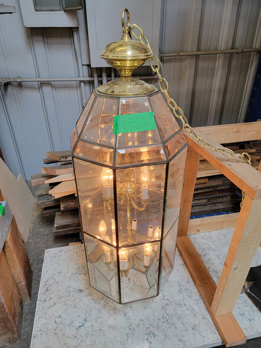 Fredrick Ramond Mid Century Modern (MCM) Vintage Brass Chandelier Lantern [1001.99]