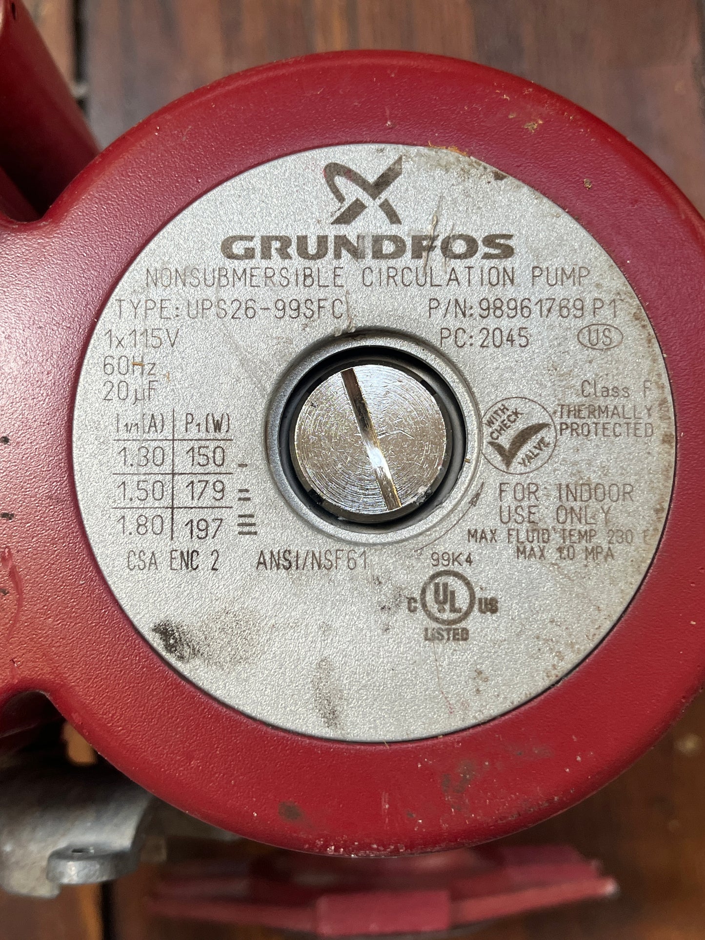 Reclaimed Grundfos 3-Speed Circulation Pump, UPS26-99SFC