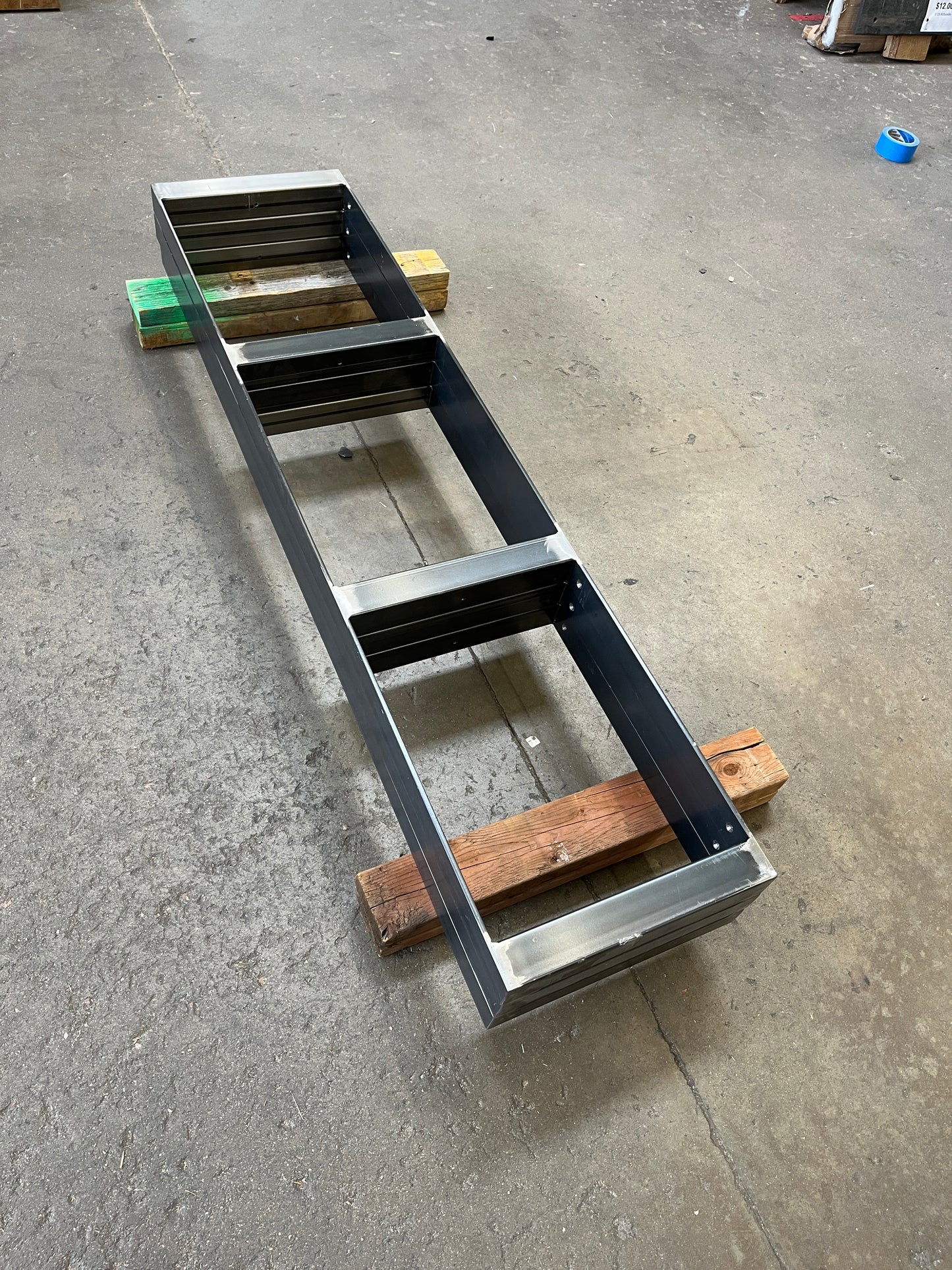 Custom Wood Veneer and Steel 3-Tier Shelf – 92 ¼ in x 13 ½ in x 57 ½ in [814.21]