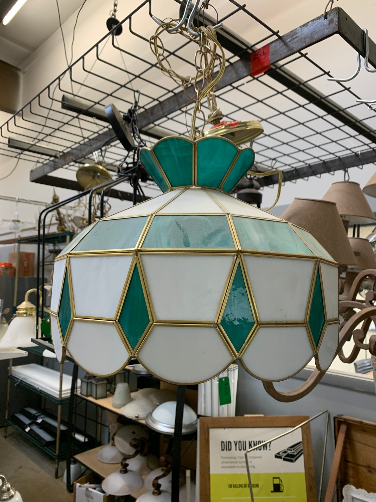 Vintage 70s Tiffany Style Chandelier [903.01]