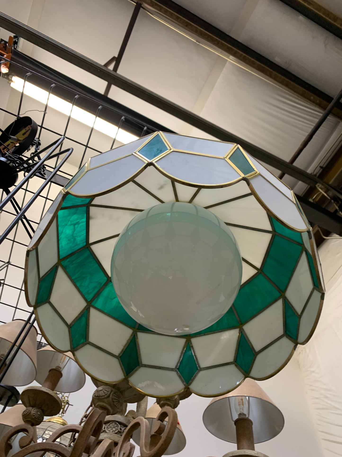 Vintage 70s Tiffany Style Chandelier [903.01]