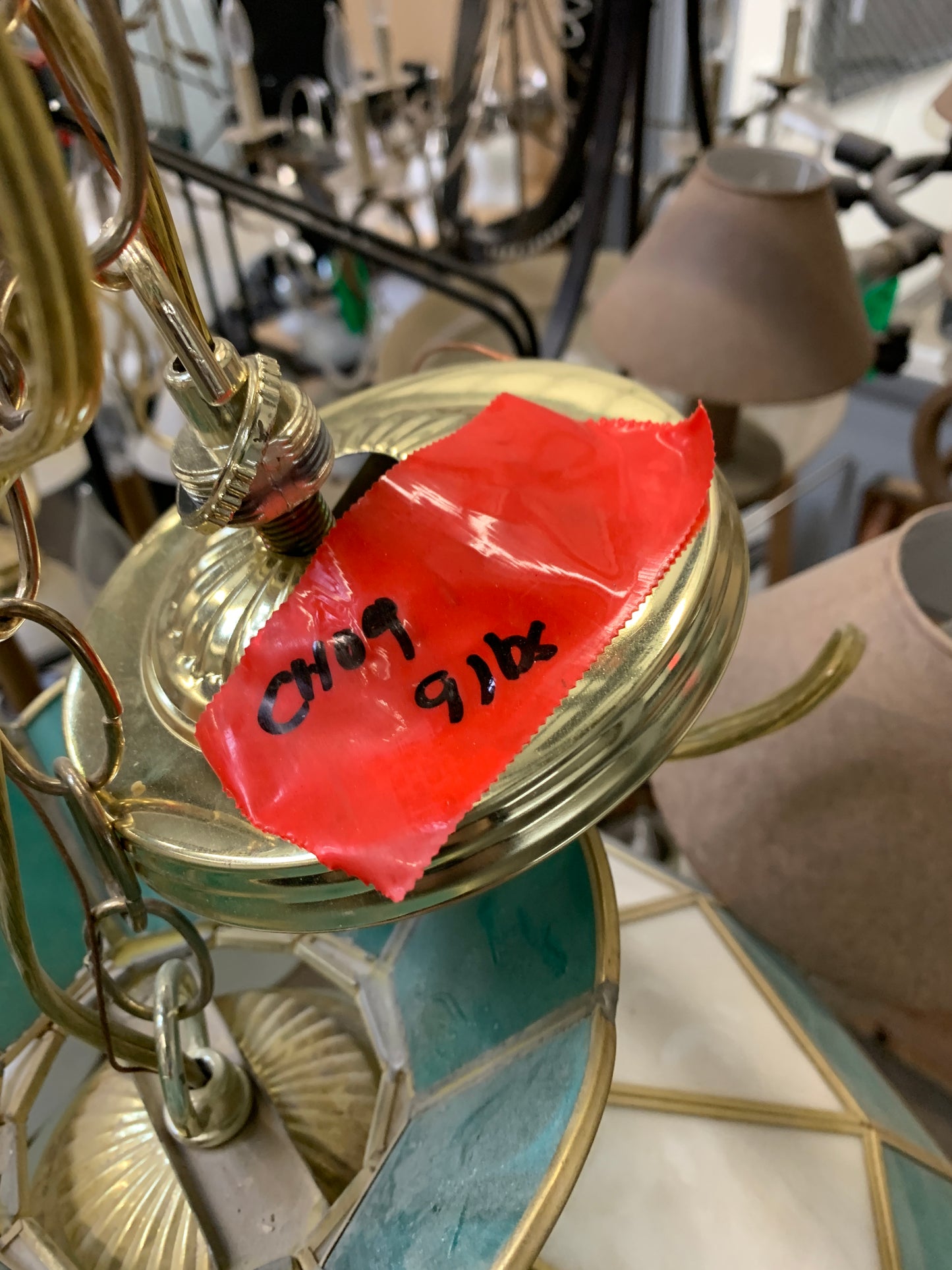 Vintage 70s Tiffany Style Chandelier [903.01]