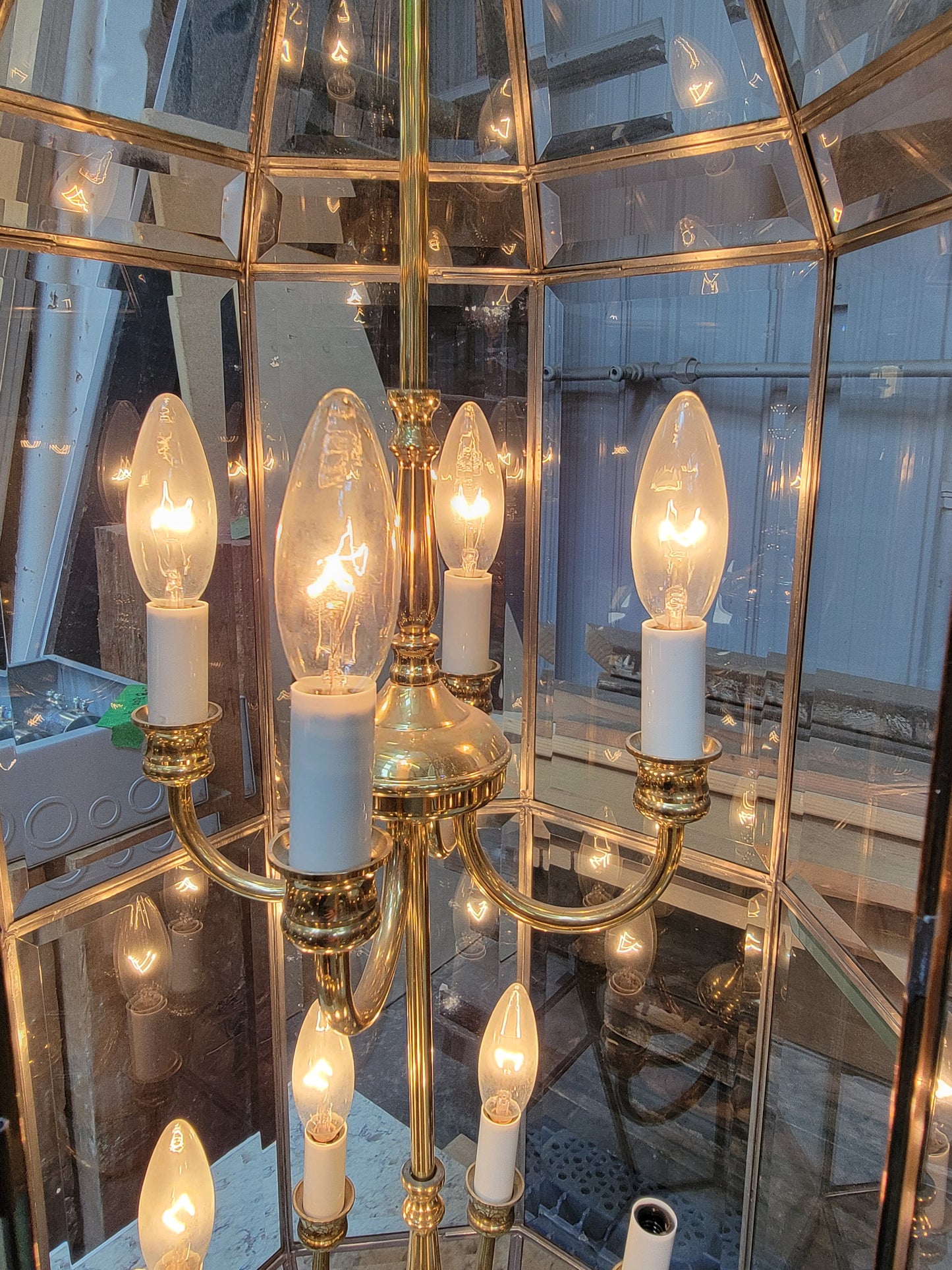 Fredrick Ramond Mid Century Modern (MCM) Vintage Brass Chandelier Lantern [1001.99]