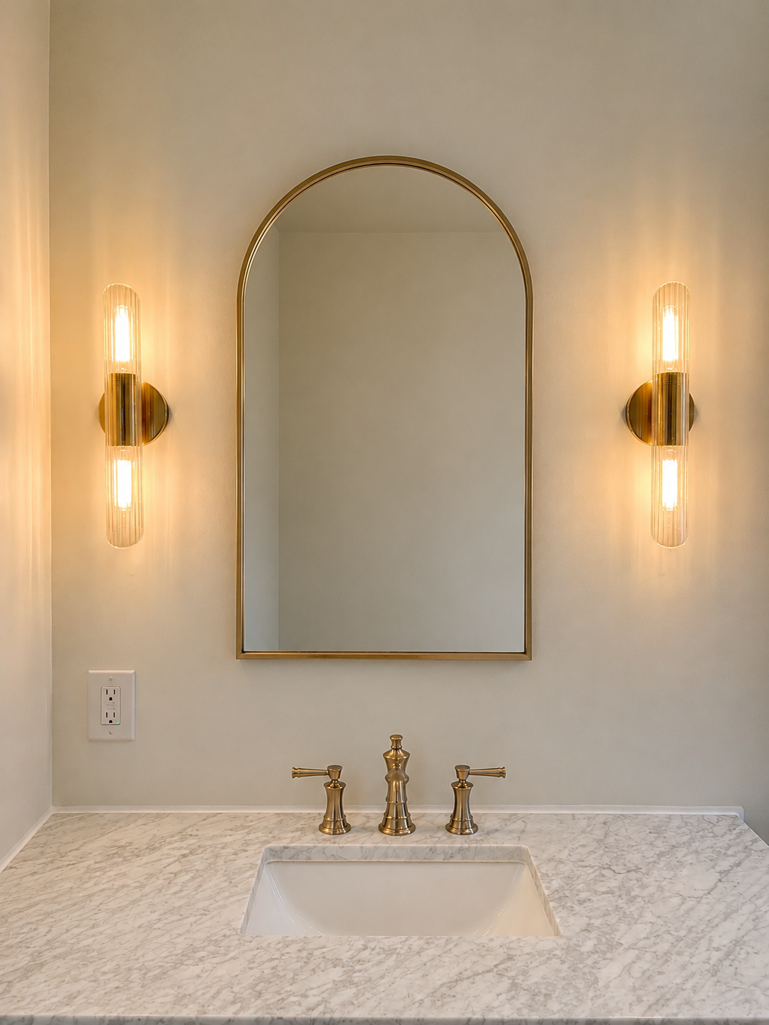 Modern Tube Wall Sconce, Satin Brass (4x Available)