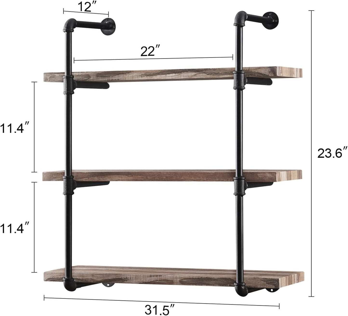 3-Tier Wall Shelf – Brown Finish, Metal Frame, New in Box [721.05]