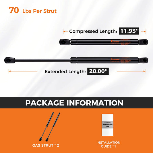 20" Gas Strut Lift Support – 300N (67 lb) Force [918.02]