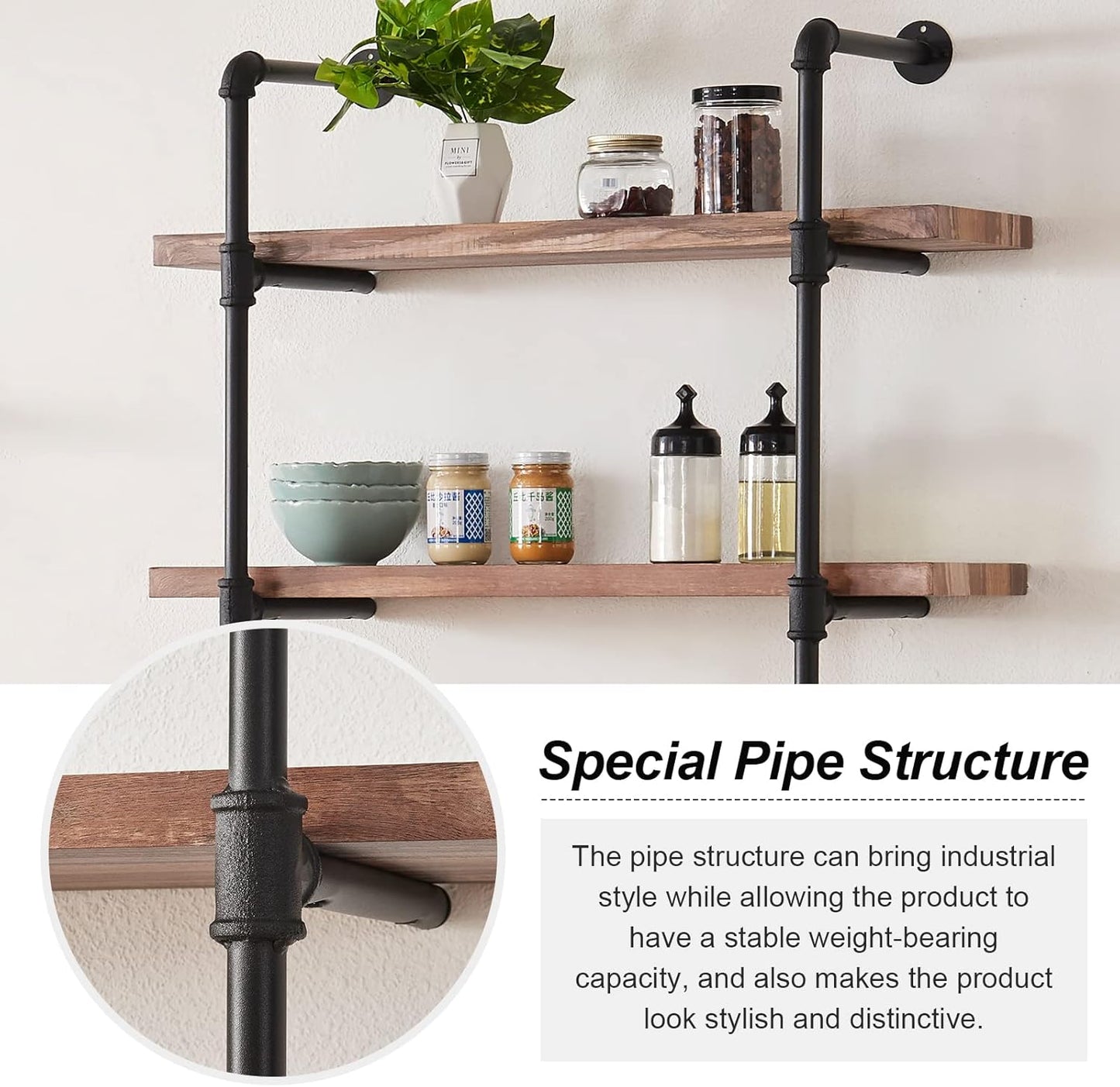 3-Tier Wall Shelf – Brown Finish, Metal Frame, New in Box [721.05]
