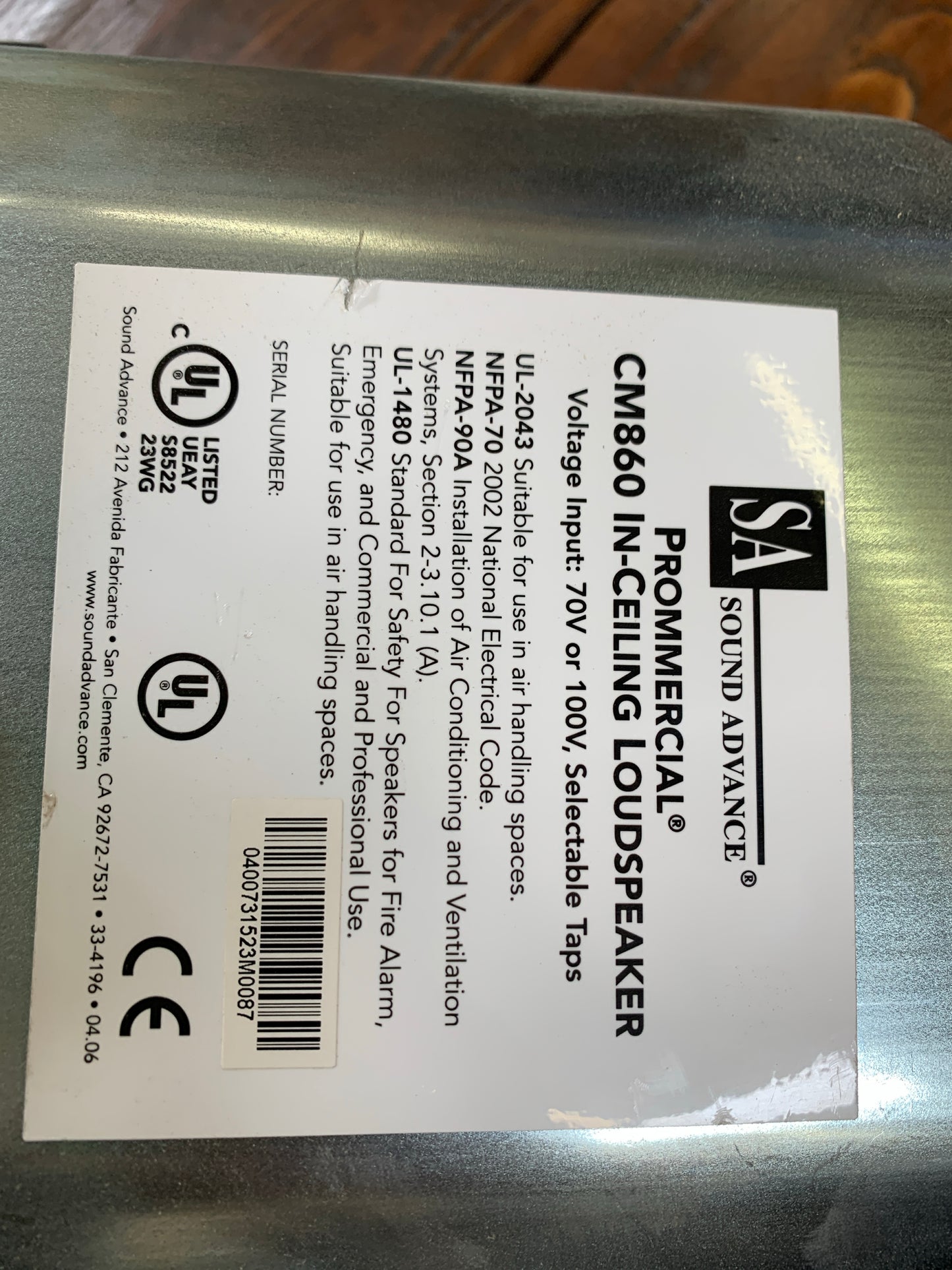 Sound Advance CM860 In-Ceiling Commercial Speaker [729.02]