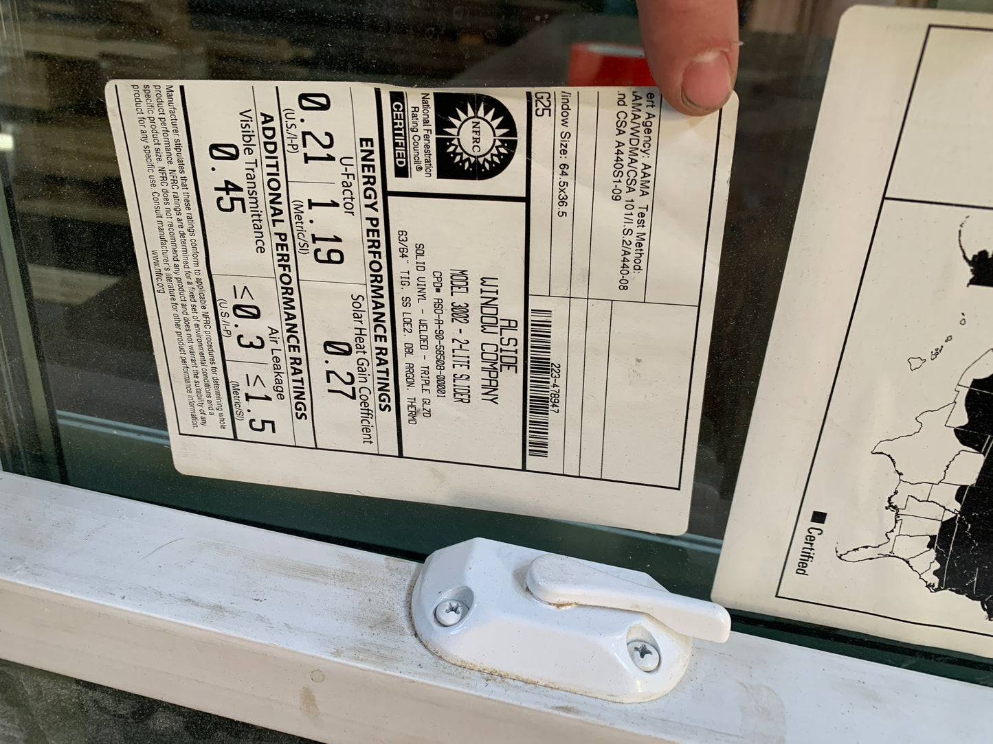 64.5" x 36.5" White Vinyl Double-Hung Window – Grids, Low-E Glass 722.01