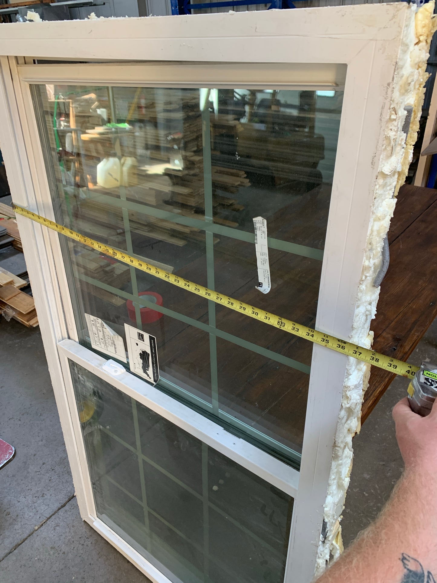 64.5" x 36.5" White Vinyl Double-Hung Window – Grids, Low-E Glass 722.01