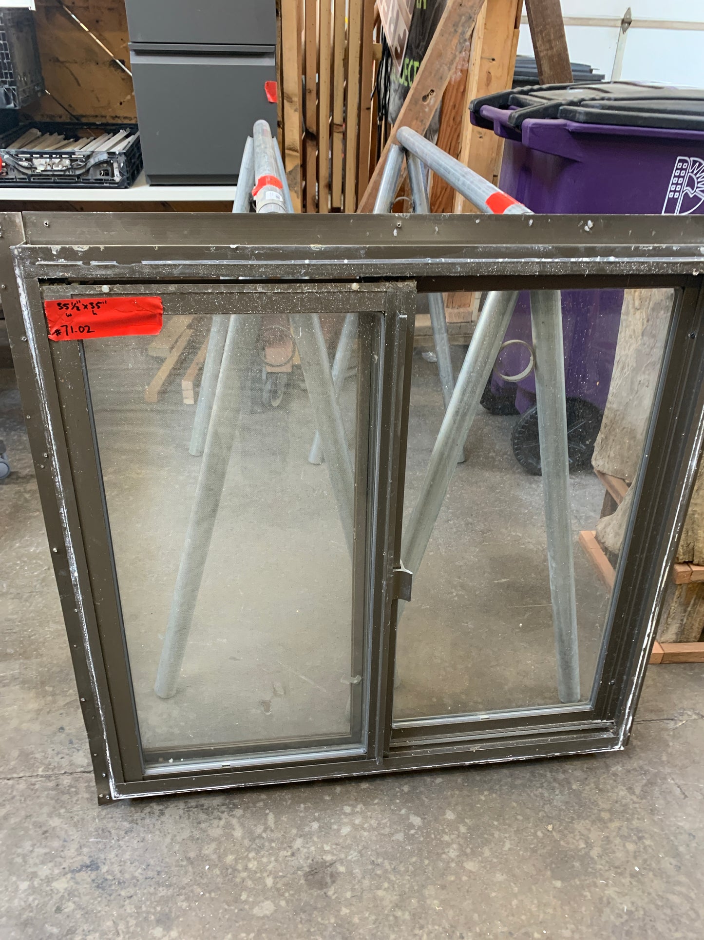 35 ½" x 35" Bronze Aluminum Sliding Window [71.03]