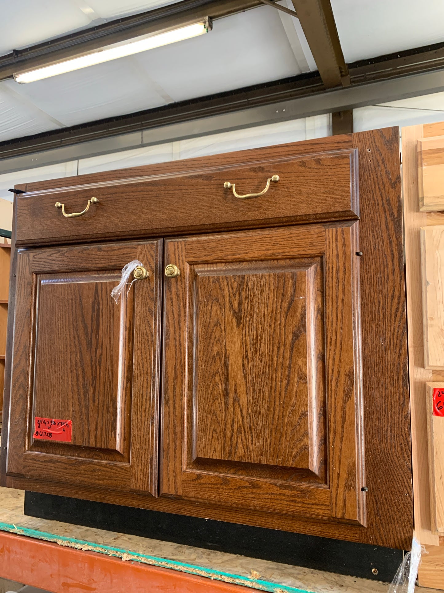 34 ½" Brown Base Cabinet – 2-Door Unit with Drawers & Slide-Out Shelves [617.08]