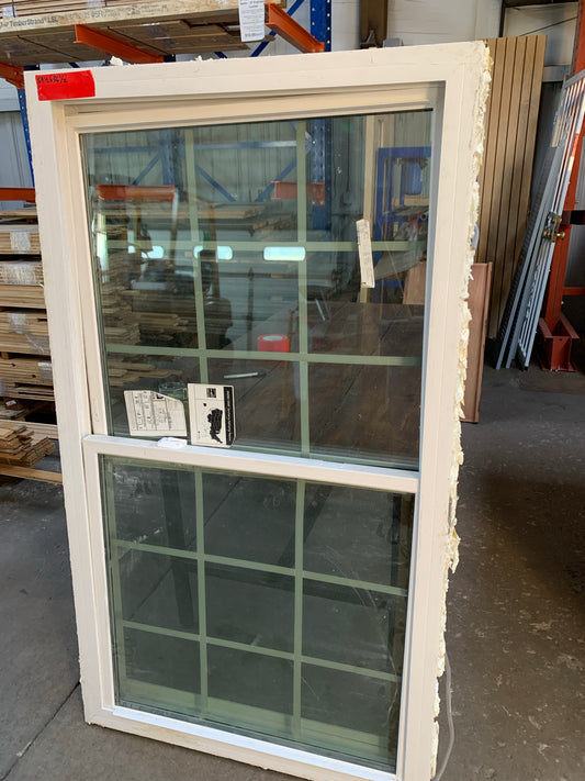 64.5" x 36.5" White Vinyl Double-Hung Window – Grids, Low-E Glass 722.01